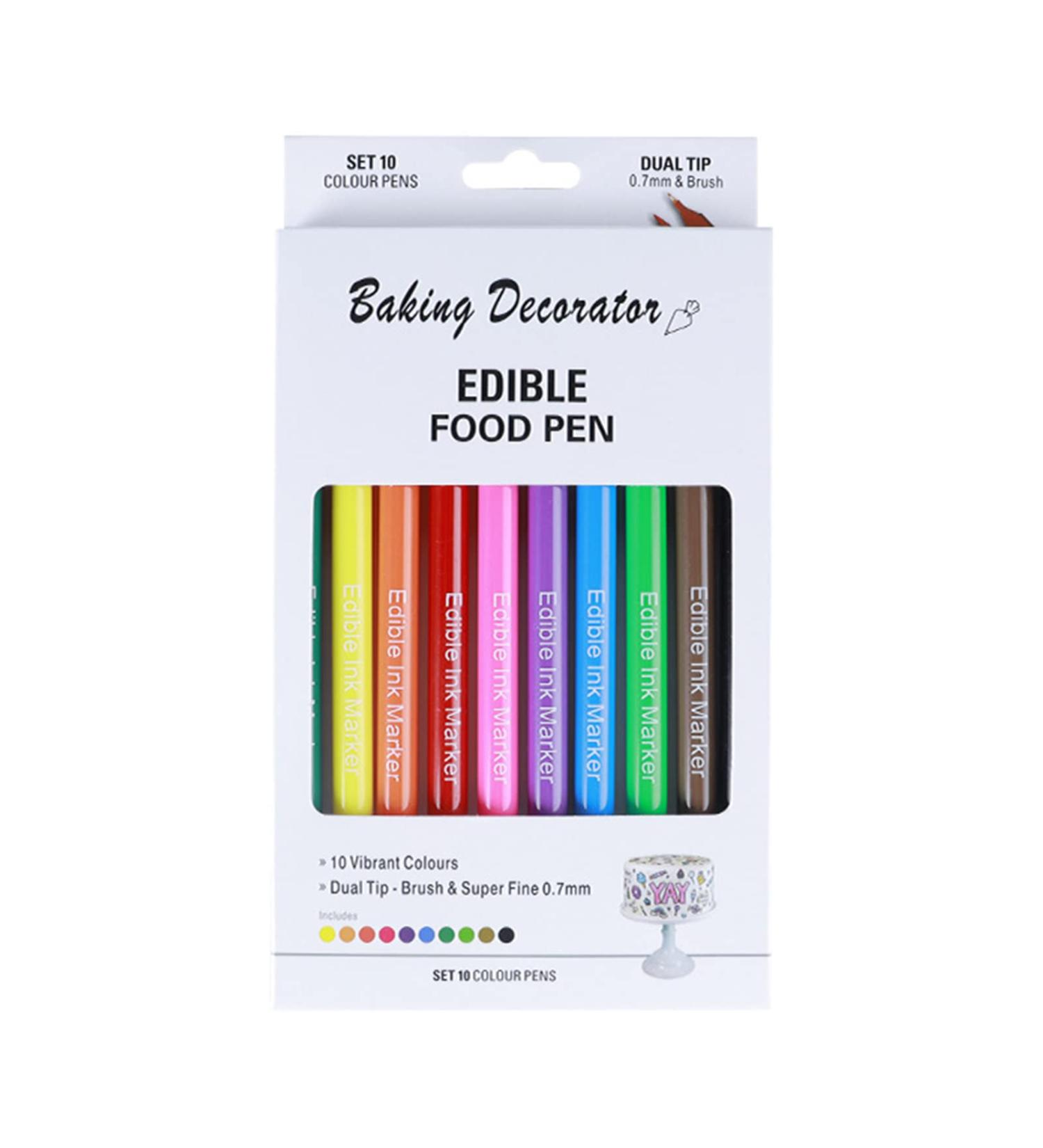 Double Head Edible Pigment Pen Food Coloring Pencil Cake Decorating Tool Cookie Painting Marker Baking Accessories 10 Colors in a Box - Buy Online on GoSupps.com