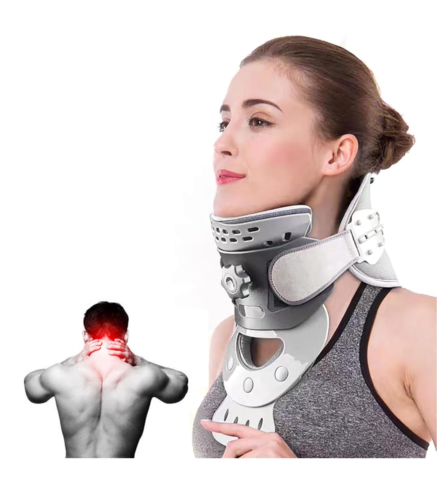 Adjustable Cervical Traction Device with Heating Function - 3-Speed Temp & 5 Height Settings for Neck Pain Relief - Buy Online on GoSupps.com