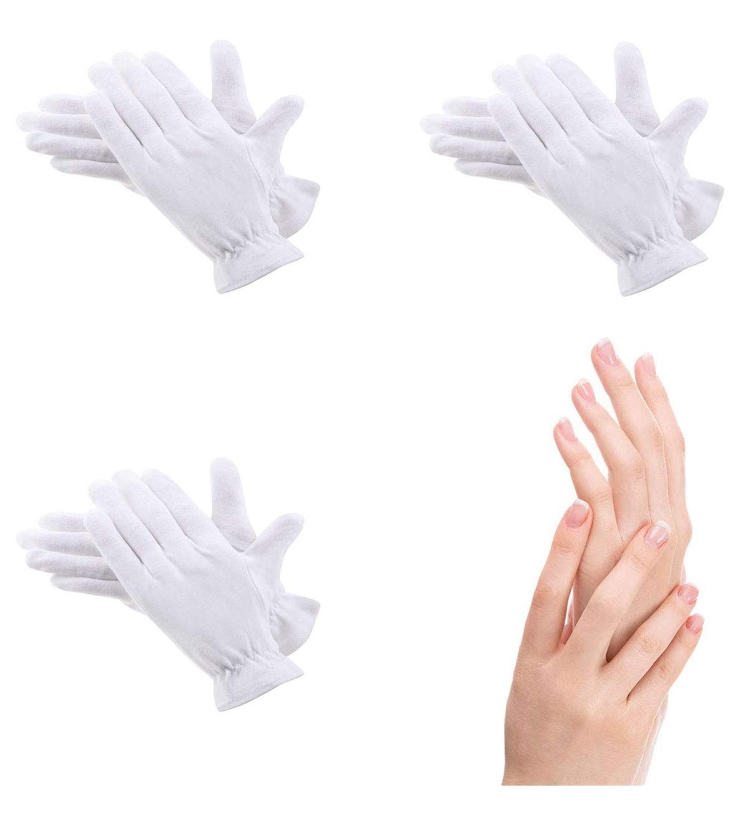 Moisturizing Gloves for Overnight Therapy - 3 Pairs | Premium White Cotton for Eczema, Dry, Sensitive Skin | One Size Fits Most - Buy Online on GoSupps.com