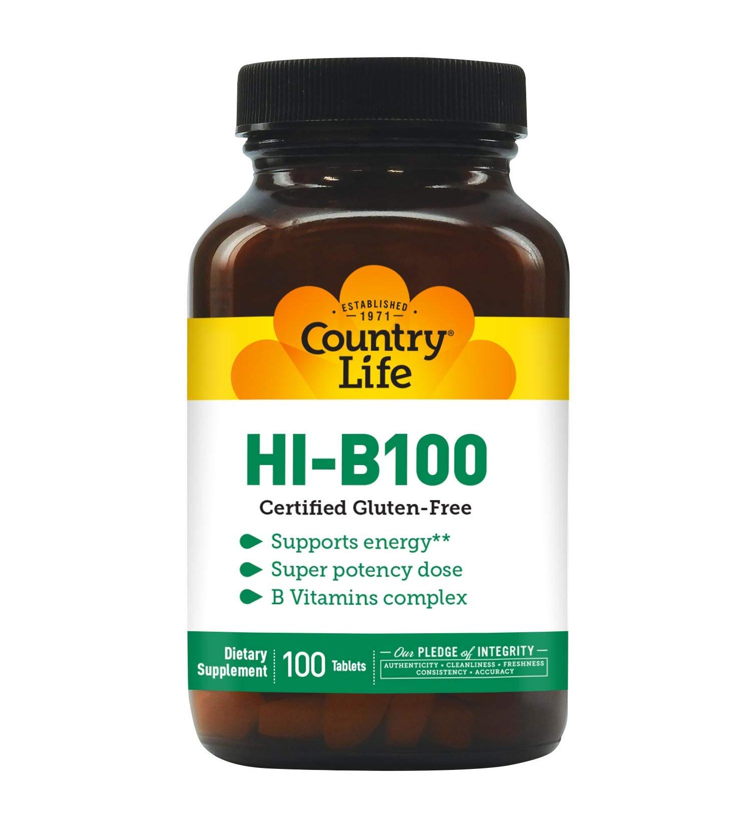 Country Life HI-B100 | High Potency B-Complex Vitamins - 100 Tablets - Buy Online on GoSupps.com