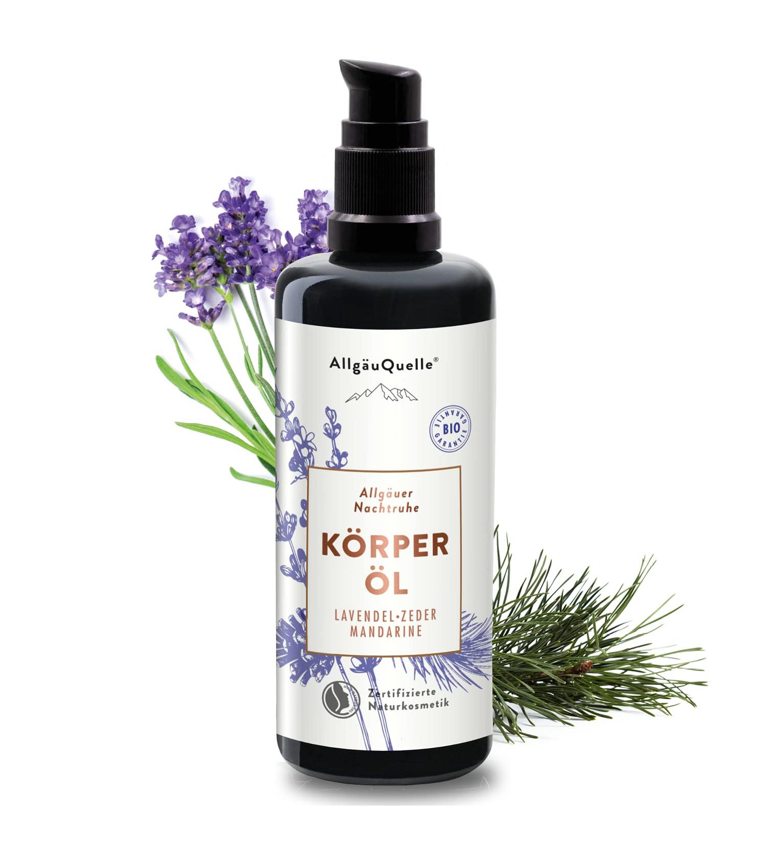 Allg gequelle Bio Body Oil Night Rest | 100% Natural Essential Oils | Lavender Cedar Tangerine | Moisturizing Care Oil with Sesame Jojoba Avocado & Shea - 100ml - Buy Online on GoSupps.com