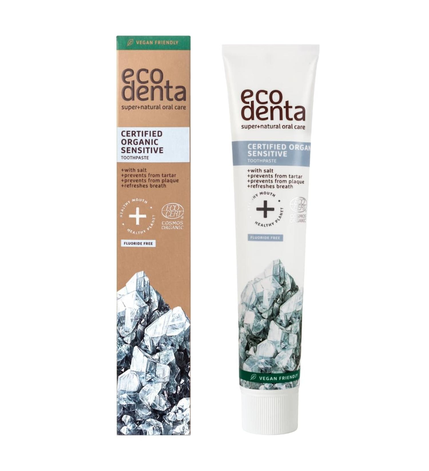 Ecodenta Fluoride Free Toothpaste Sensitivity Relief 75 ml Certified Organic Toothpaste With Potassium Citrate Aloe Vera Juice Peppermint Essential Oil - Buy Online on GoSupps.com