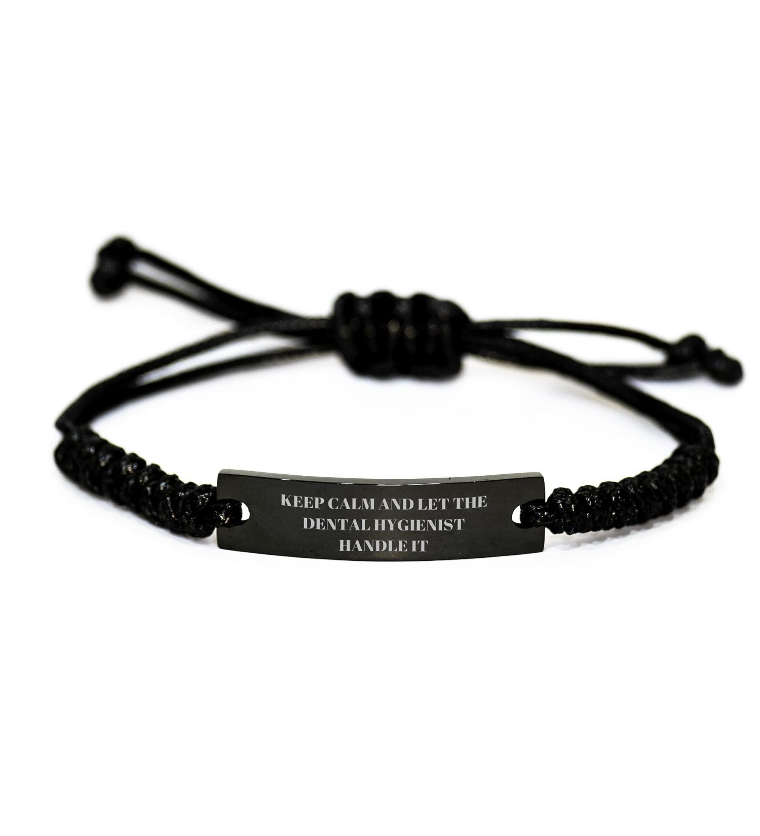 Dental Hygienist Rope Bracelet 'Keep Calm And Let The Dental Hygienist Handle It' Quote Graduation Unique Gifts from Friends to Family Adjustable Rope Jewelry for Women and Men