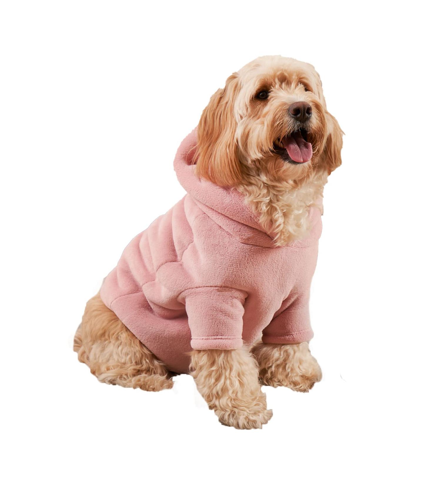 OHS Fleece Dog Hoodie Sherpa Lined Reversible Cosy Pet Clothing - Large Blush Pink - Buy Online on GoSupps.com