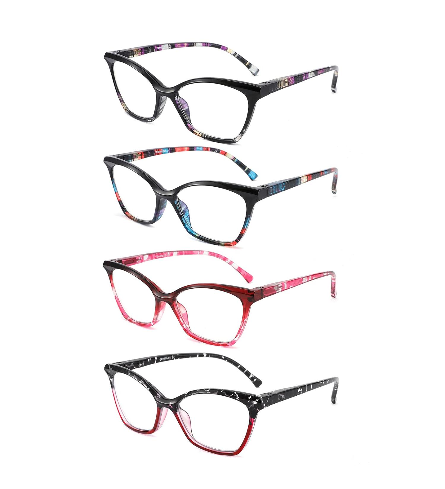 Cateye Blue Light Blocking Reading Glasses 4-Pack for Women +2.00 Diopters - Buy Online on GoSupps.com