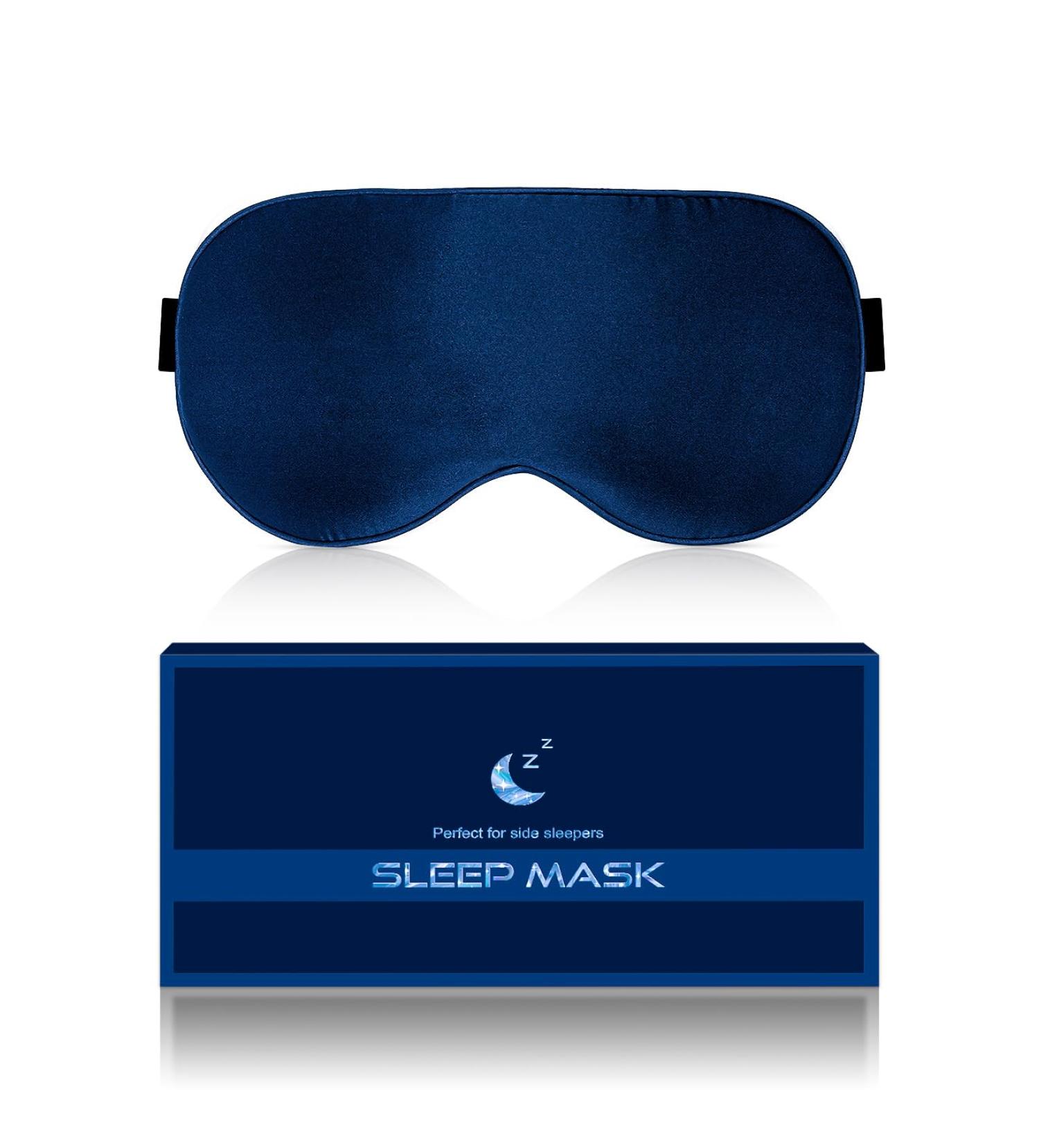 BLSSNZ Silk Sleep Mask for Women - Organic Mulberry Silk Eye Mask for Sleeping - Adjustable Straps - Travel Essential (Navy Blue) - Buy Online on GoSupps.com