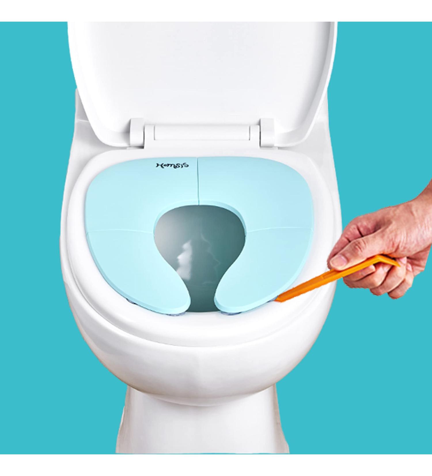 Folding Travel Potty Seat for Boys and Girls | Fits Round & Oval Toilets | Non-Slip Suction Cups | Aqua - Buy Online on GoSupps.com