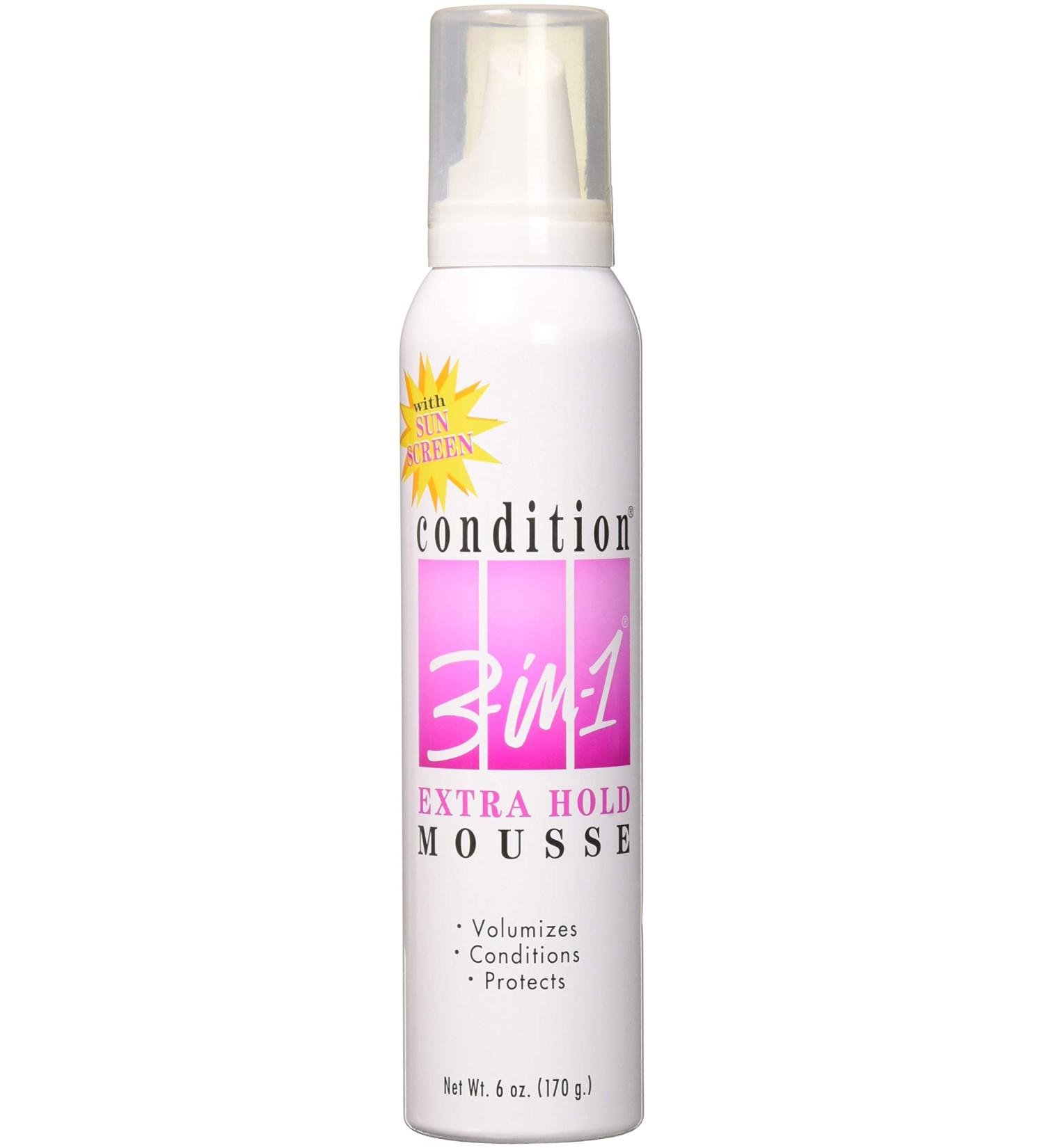 Condition 3-in-1 Mousse Extra Hold with Sunscreen - 6 Oz | Long-Lasting Volume & UV Protection | Shop Internationally - Buy Online on GoSupps.com