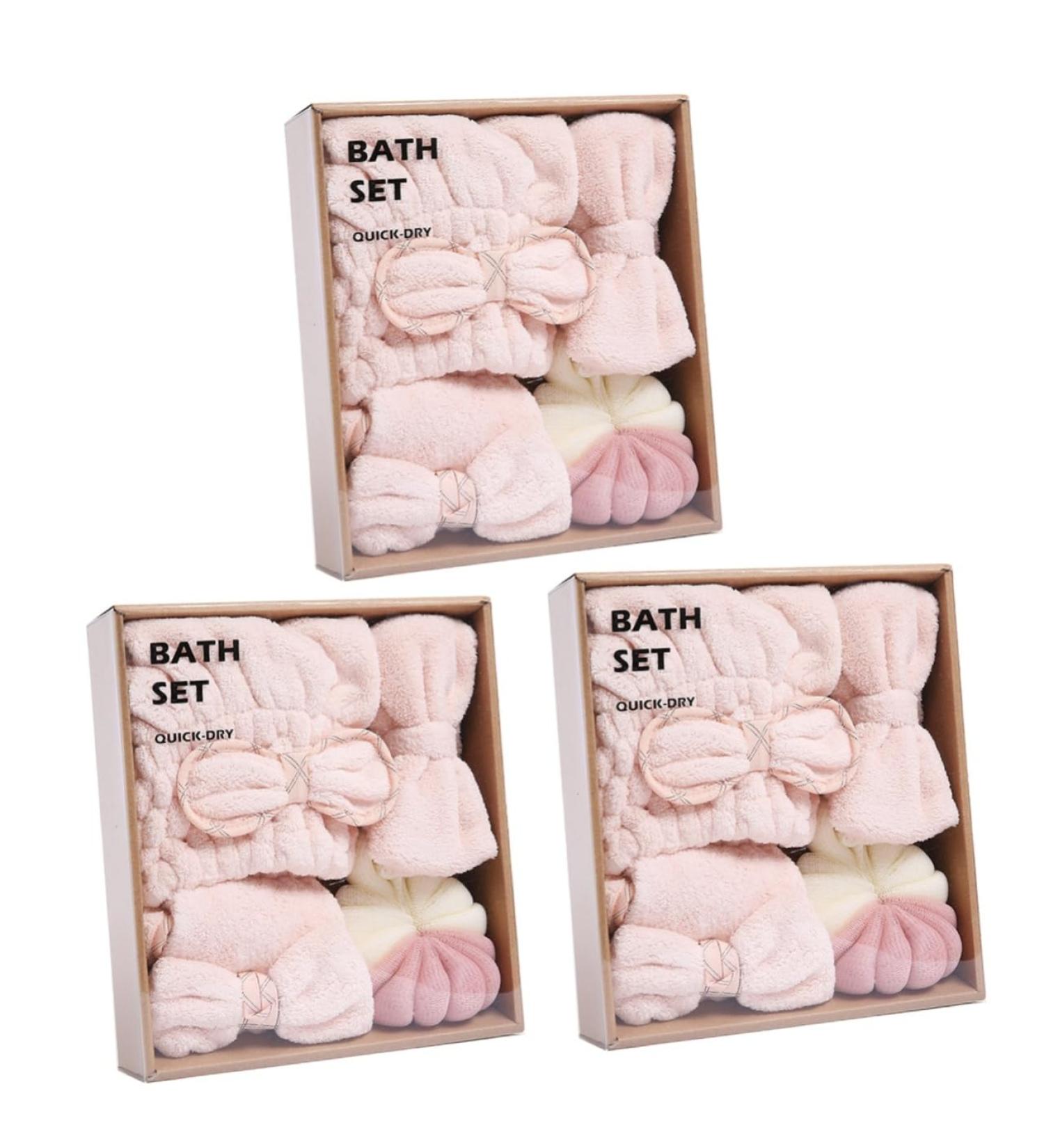 Baluue 3 Sets Dry Hair Towel Set Home Shower Ball Esponjas Para El Cuerpo Bath Ball Pink Twisted Yarn - Buy Online on GoSupps.com