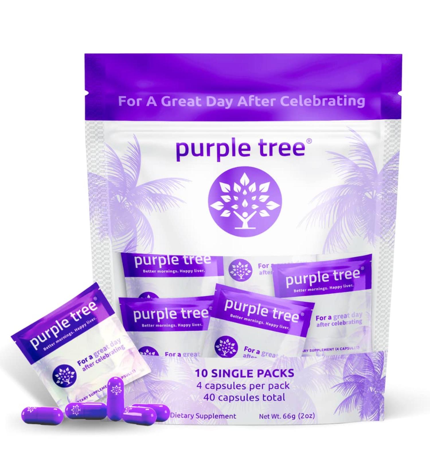 Purple Tree Celebration Vitamin Kit | Rapid Hydration & Liver Support | DHM, Milk Thistle, Electrolytes, Vitamin B & Willow Bark | 40 Pills, 10 Travel Packs - 40 Count - Buy Online on GoSupps.com