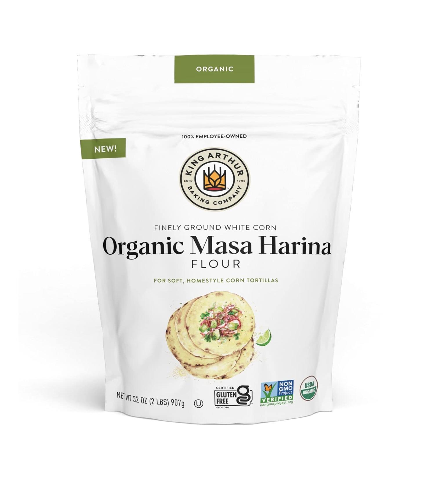 Organic Masa Harina Flour - King Arthur Flour, Finely Ground White Corn, 2 lbs - Buy Online on GoSupps.com