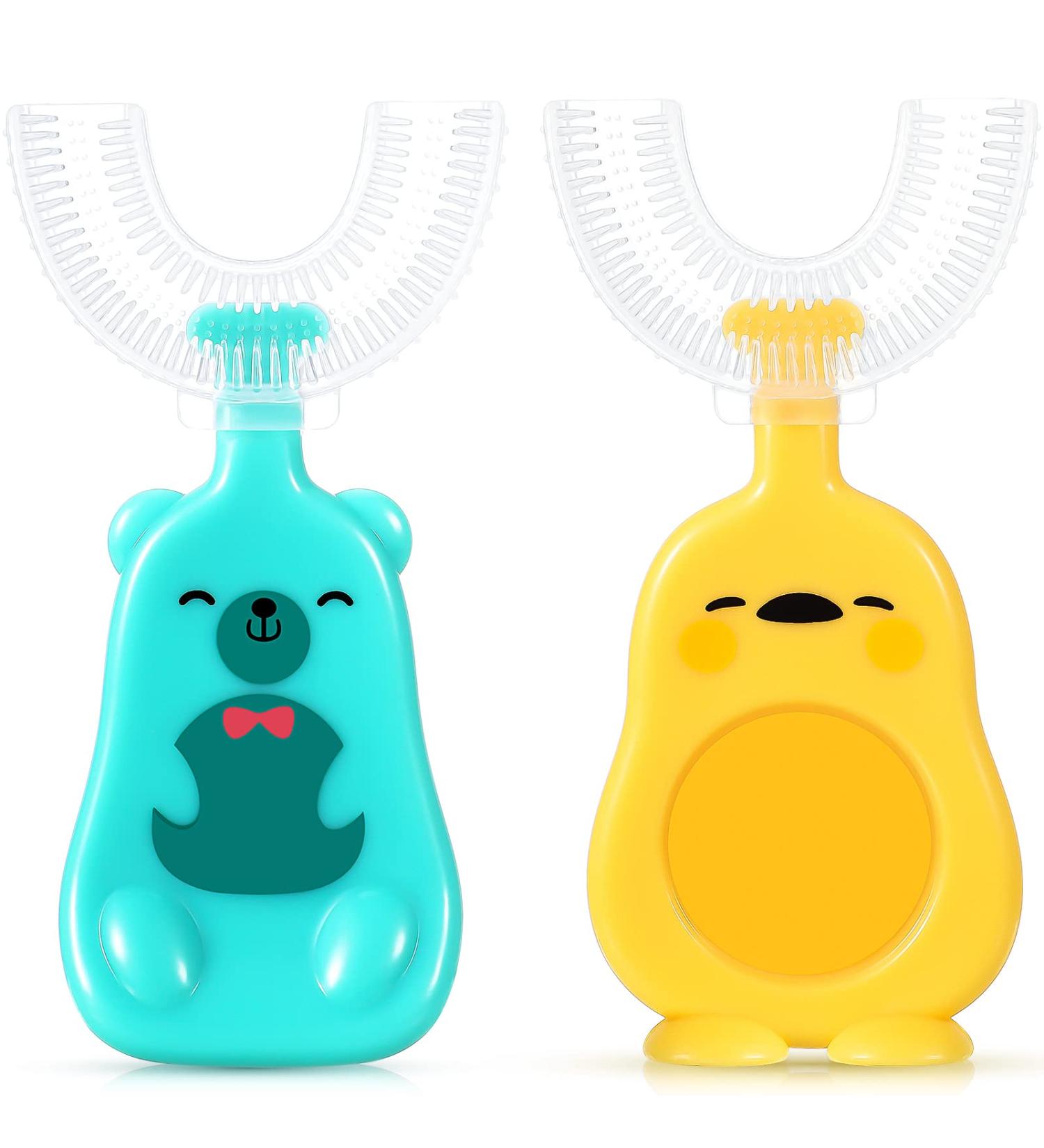 Kids U-Shaped Toothbrush 360 | Soft Silicone Brush Head | Toddler Toothbrush Ages 2-6 | 2 Pack Cute Style - Buy Online on GoSupps.com