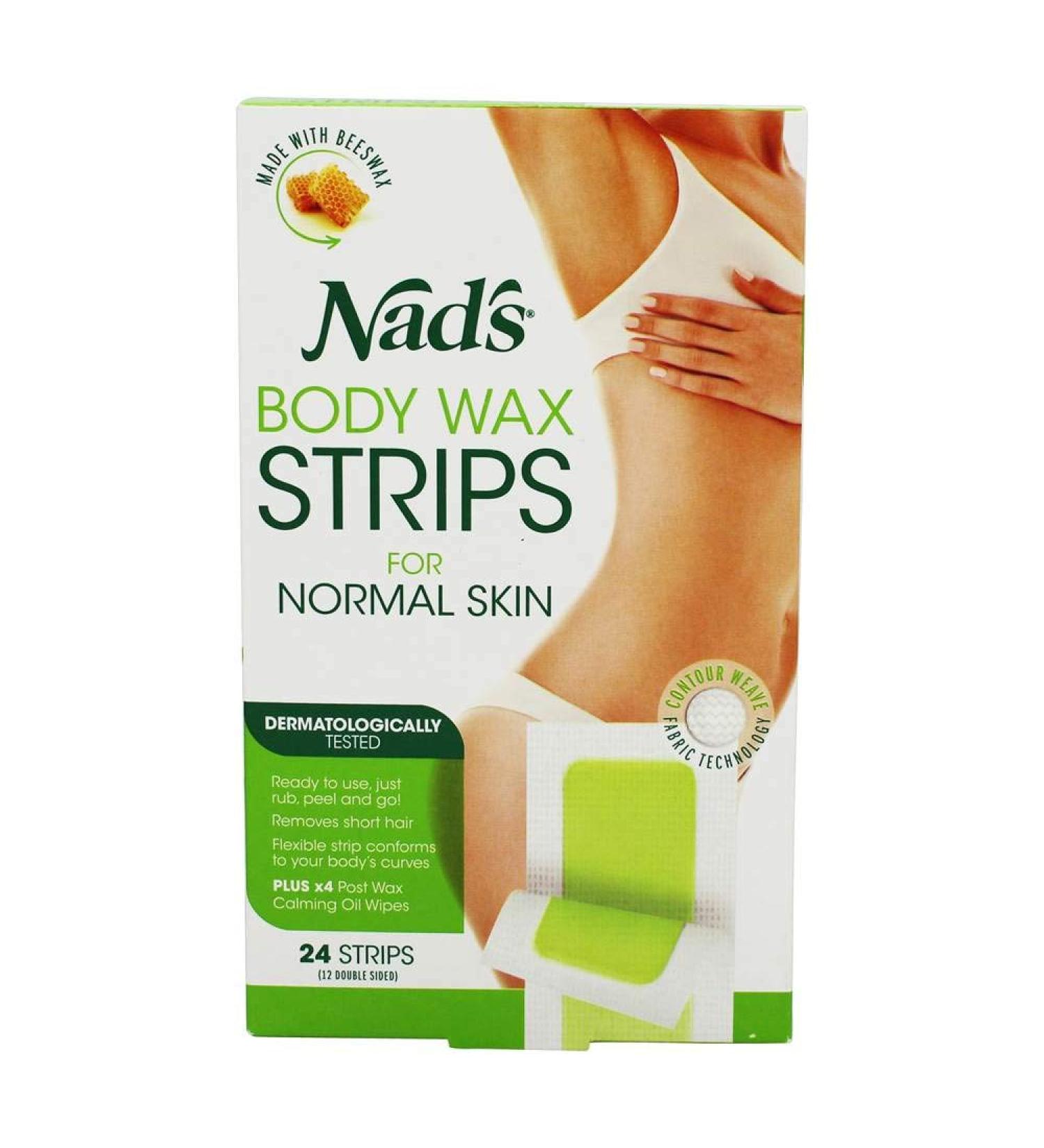 Nad's Body Wax Strips for Normal Skin - 24 Easy-Use Hair Removal Strips - Buy Online on GoSupps.com