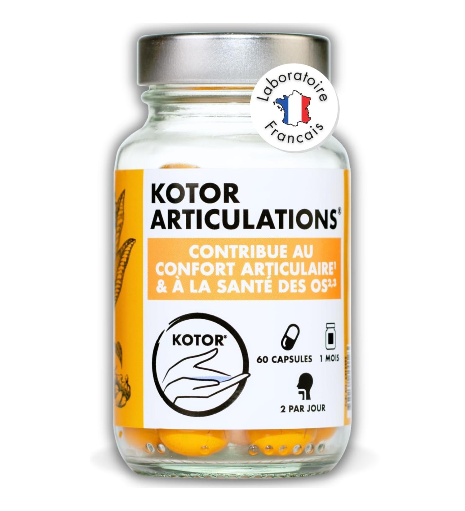 KOTOR JOINTS | Relieves Joint Pain | Cartilage Health & Bone Health | Turmeric + Ginger + Omega 3 + Vitamins C & E + Manganese | 60 Capsules | Natural Active | Made in France - Buy Online on GoSupps.com