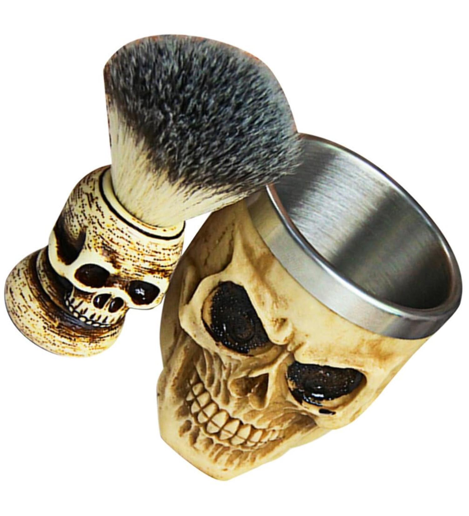 Exceart Vintage Skull Razor Brush Kit | Wooden Handle Shaving Brushes for Men | International Shipping Available - Buy Online on GoSupps.com