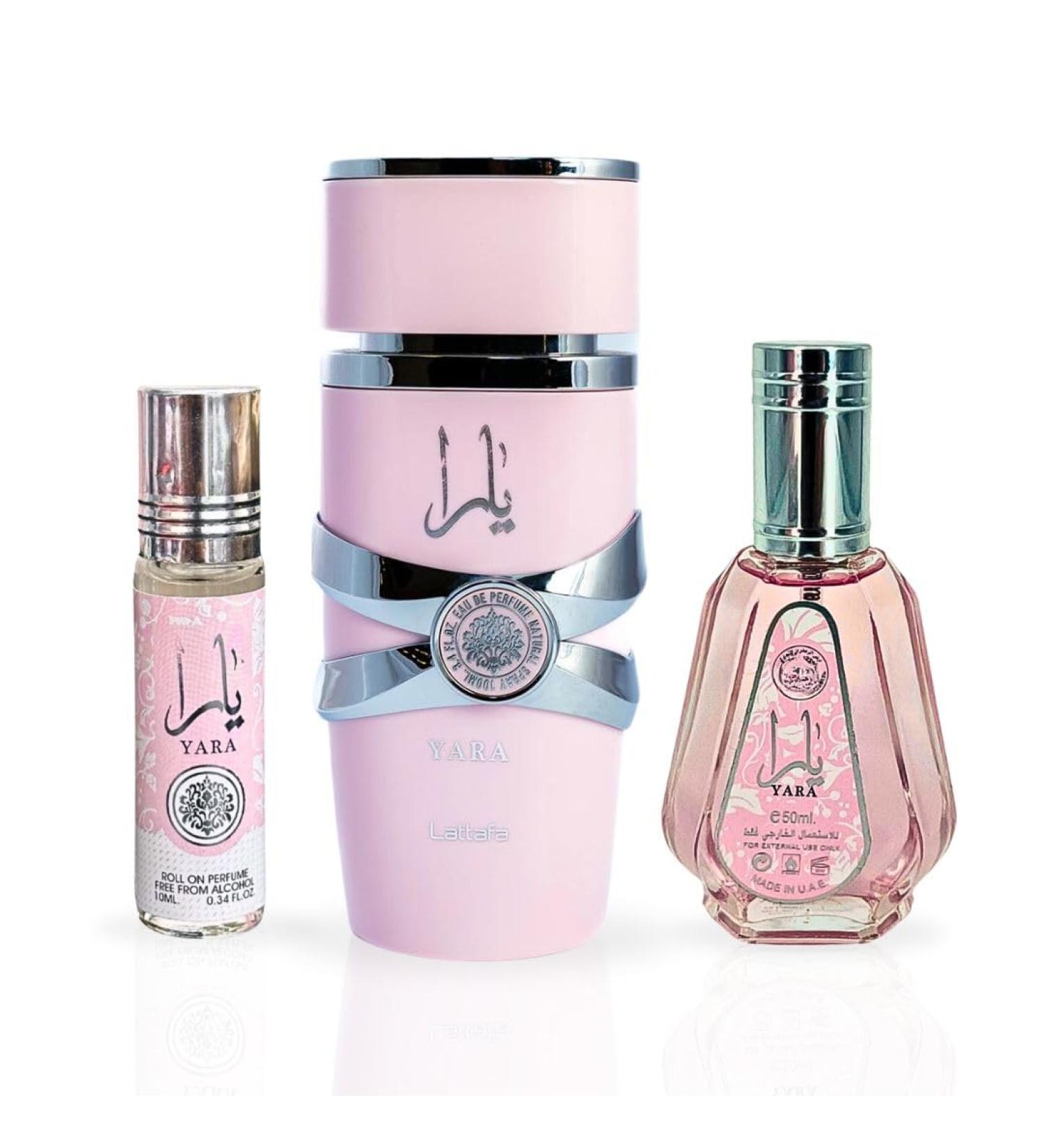 LATTAFA YARA Eau De Parfum Spray 100ML EDP Spray 50ML & Roll-On Perfume Oil 10ML - For Women (ELEGANT COLLECTION) - Buy Online on GoSupps.com