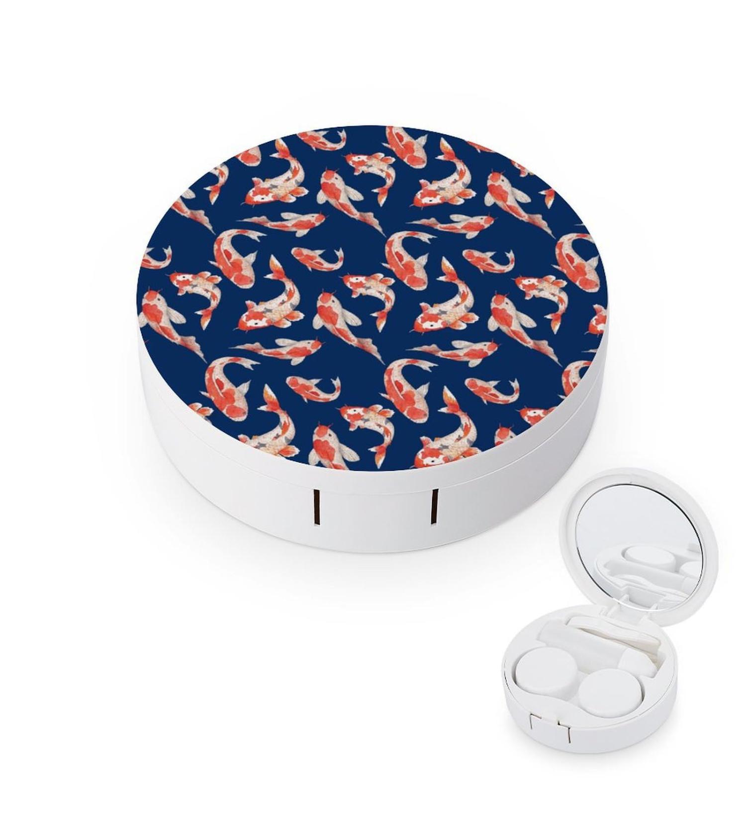 Koi Round Contact Lens Case with Mirror | Portable Cute Storage Kit for Lenses - Ideal for Travel - Buy Online on GoSupps.com