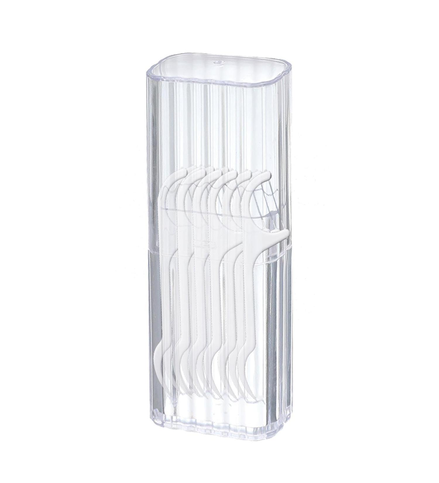 ONLYNERY Cotton Swab Holder with Lid | Clear Acrylic Dental Floss & Hair Accessories Storage Box | Stylish Canister Dispenser - Buy Online on GoSupps.com