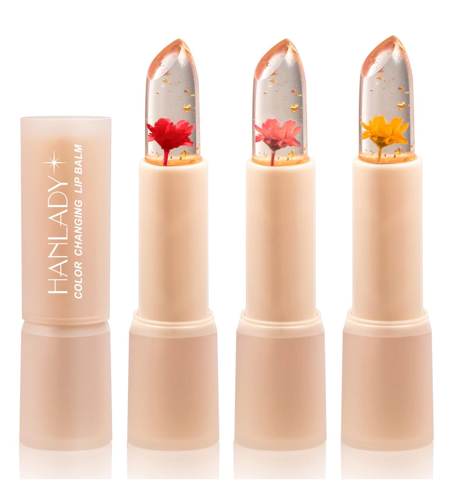 Color Change Flower Lip Balm pH for Pink Shade | Long-Lasting Moisturizing Vegan Lipstick (Red/Pink/Yellow) - Buy Online on GoSupps.com