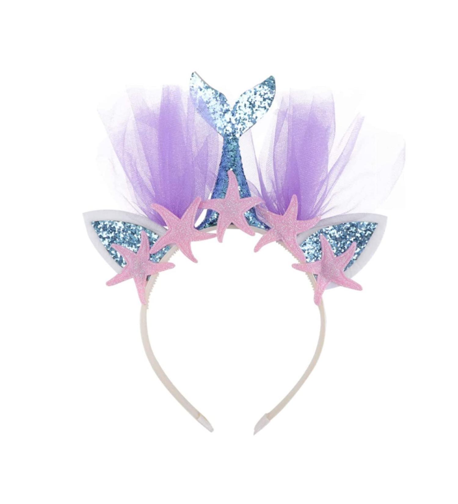 Glitter Mermaid Headband Mermaid Hair Accessories Glitter Mermaid Mesh Hair Hoop Headdress for Wedding Party - Buy Online on GoSupps.com