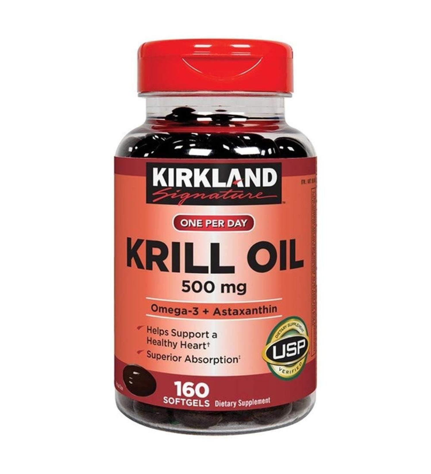 Kirkland Signature Krill Oil 500mg Softgels - 160 Count Pack - Buy Online on GoSupps.com