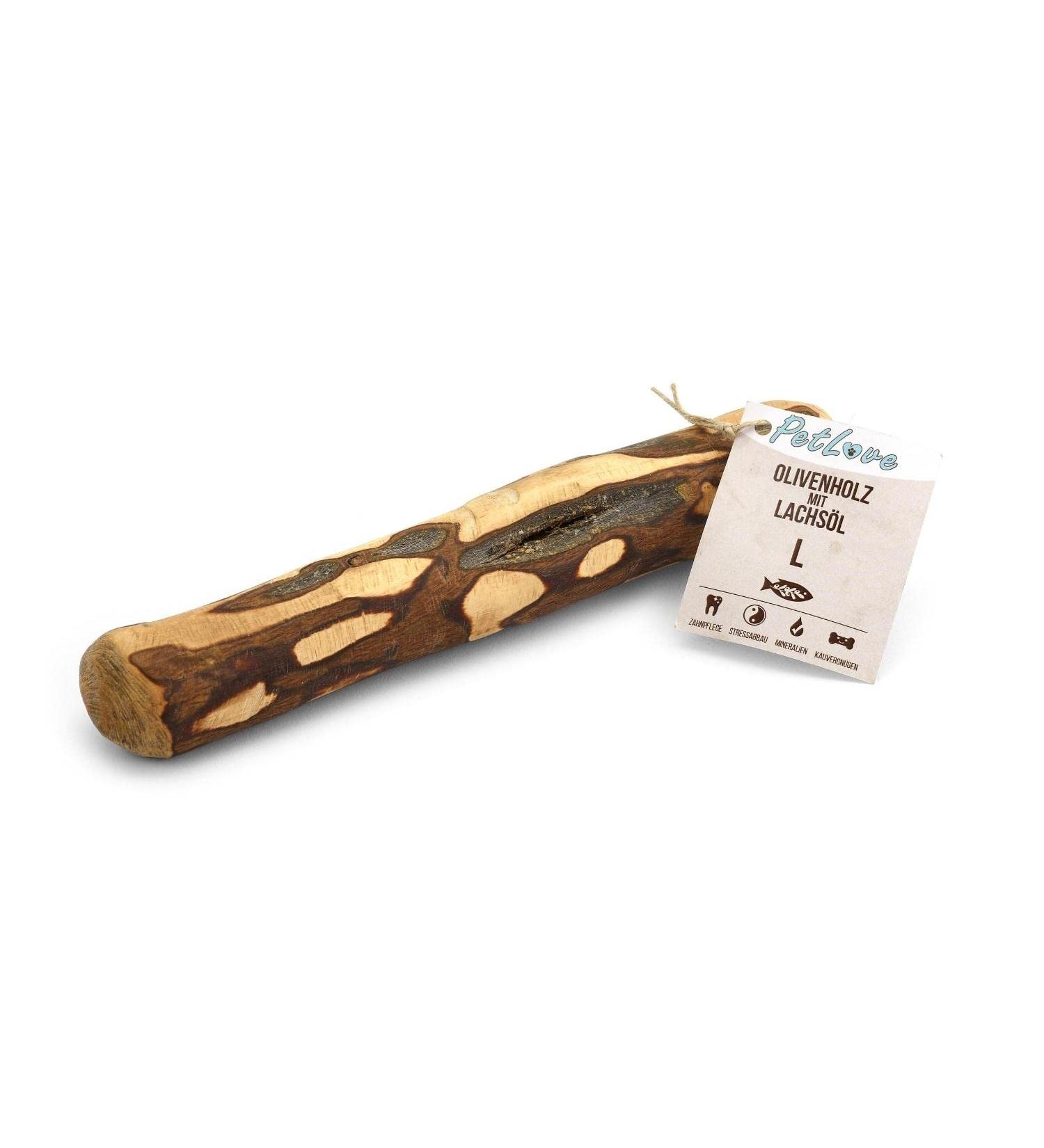 Petlove Olive Wood Dog Toy with Salmon Oil | Long-lasting Chewing Wood for Dental Care - Large Size (221-450g) - Buy Online on GoSupps.com