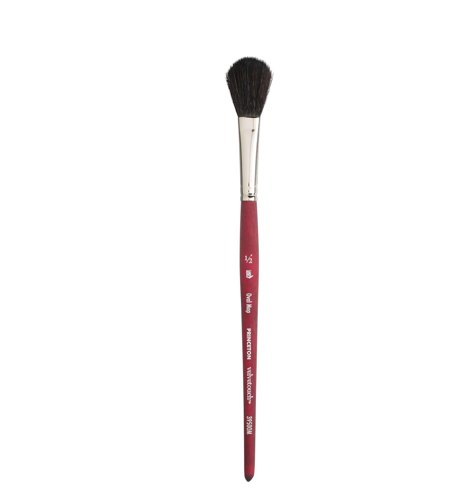 Princeton Velvetouch  Series 3950  Paint Brush for Acrylic  Oil and Watercolor  Oval Mop  1/2 Inch