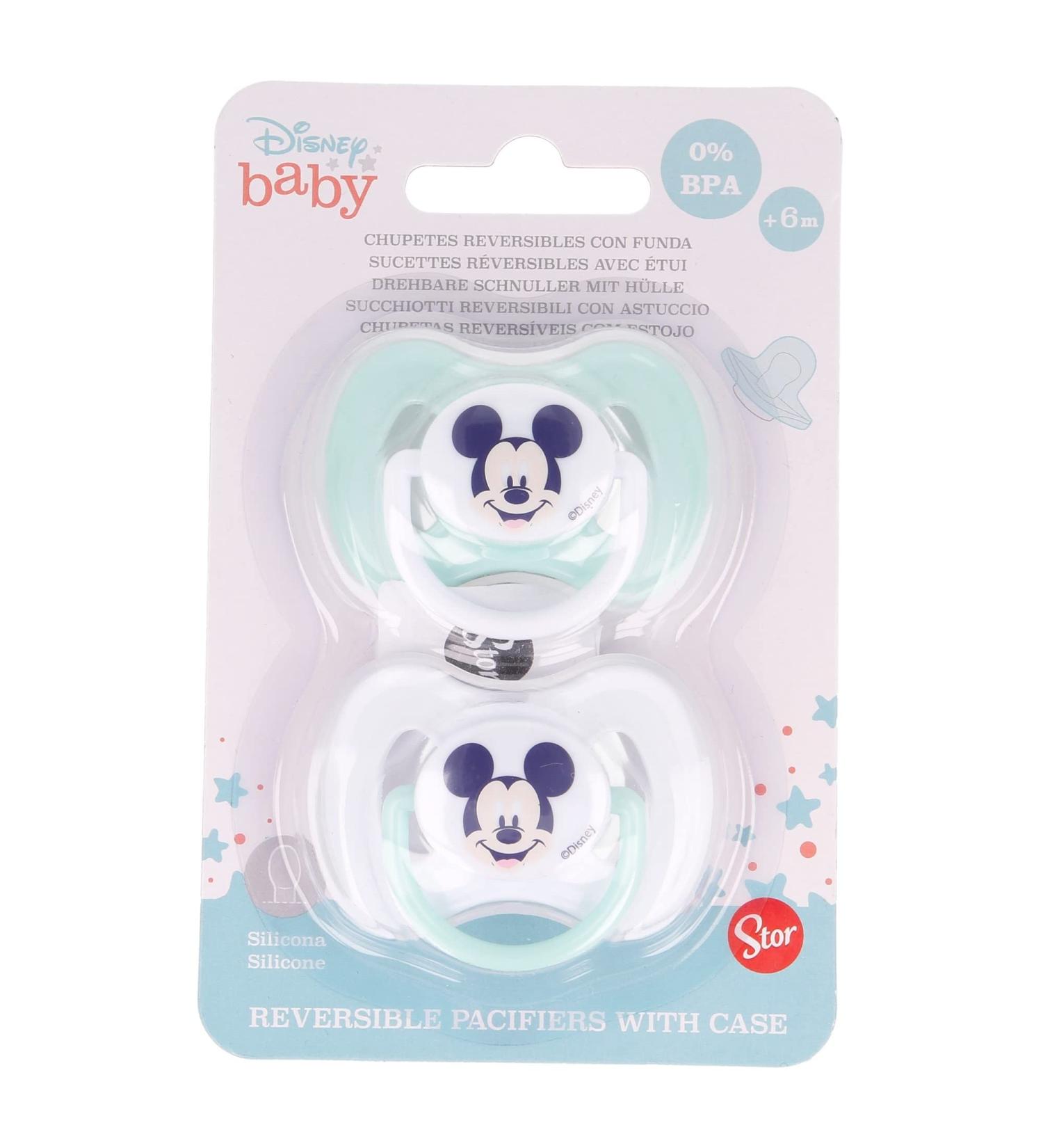 Set of 2 Silicone Pacifiers with Reversible Nipple +6M - Mickey Mouse Design for International Shipping - Buy Online on GoSupps.com