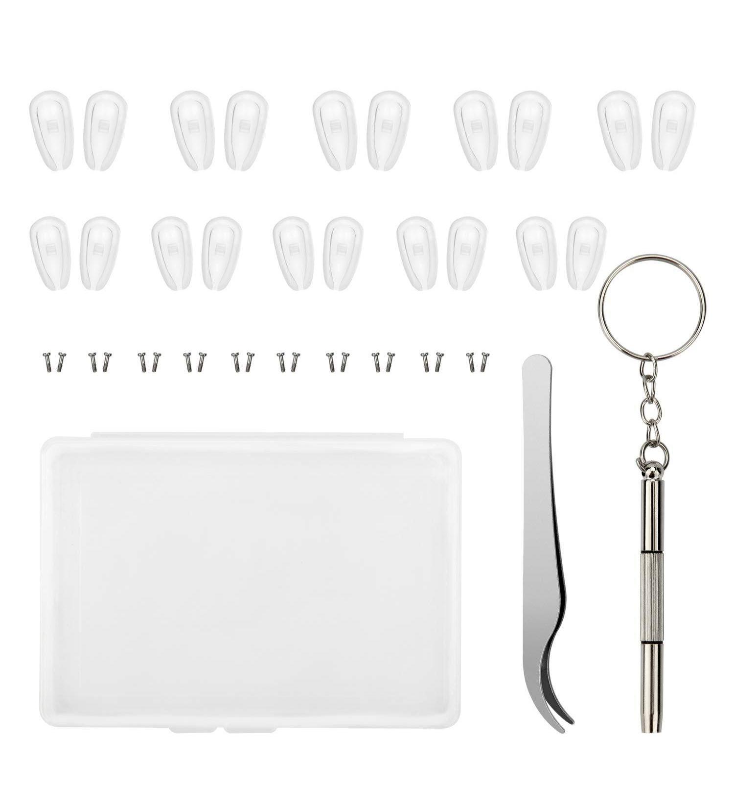 Hagsnec 10 Pairs Silicone Air Chamber Eyeglass Nose Pads & Repair Kit | Eyeglass Screws & Mini Screwdriver - International Shipping Available - Buy Online on GoSupps.com