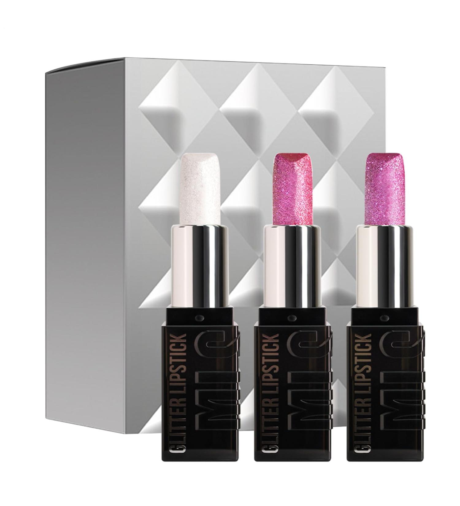  Wezalget Glitter Lip Gloss 3 Lipsticks with Luminous Finishes | Radiant Red For Office Home Evening and Travel - Buy Online on GoSupps.com