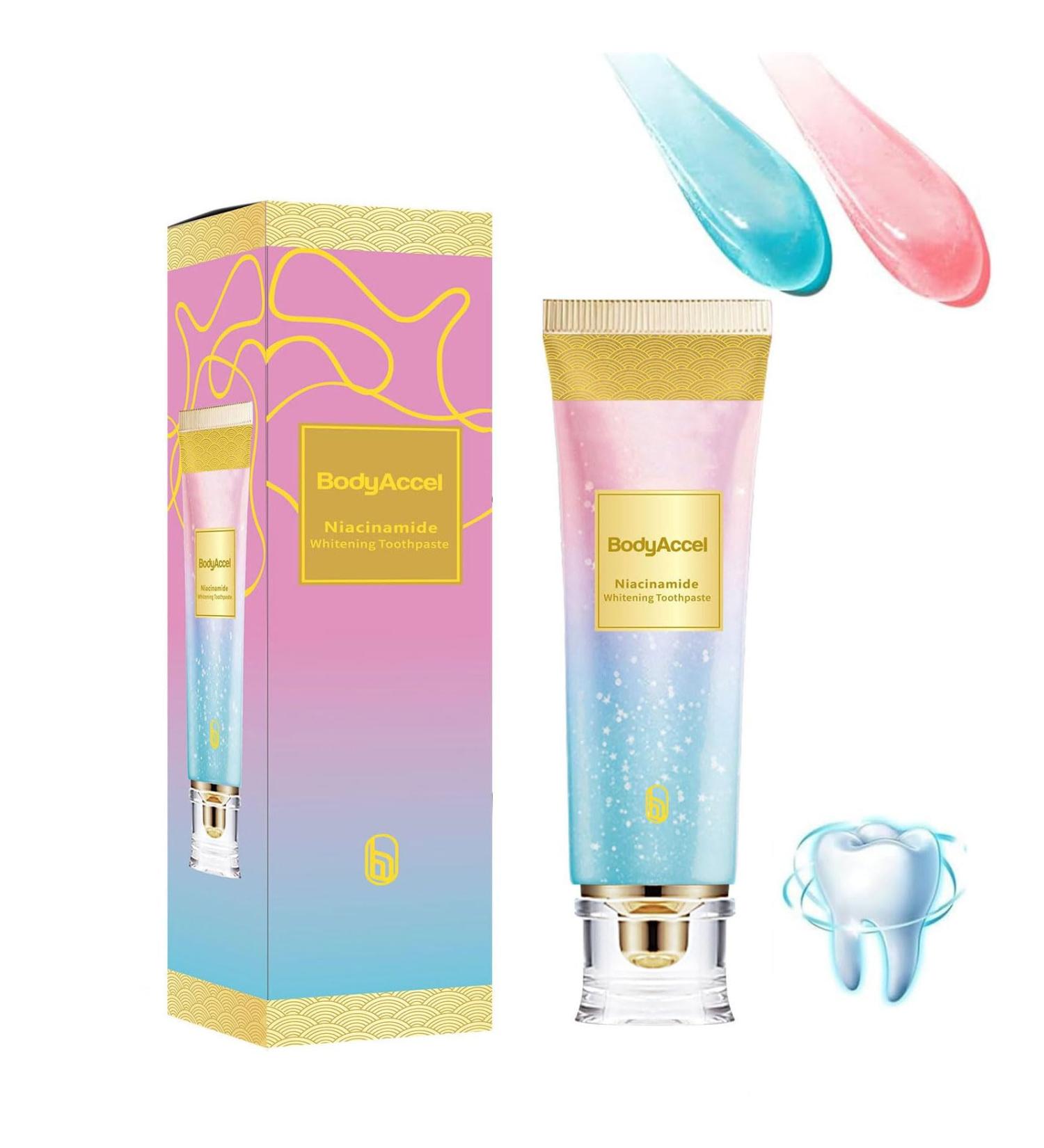 Niacinamide Whitening Toothpaste | BodyAccel Fresh Breath & Stain Removal | Complete Care Natural Toothpaste for Repair & Protection - Buy Online on GoSupps.com