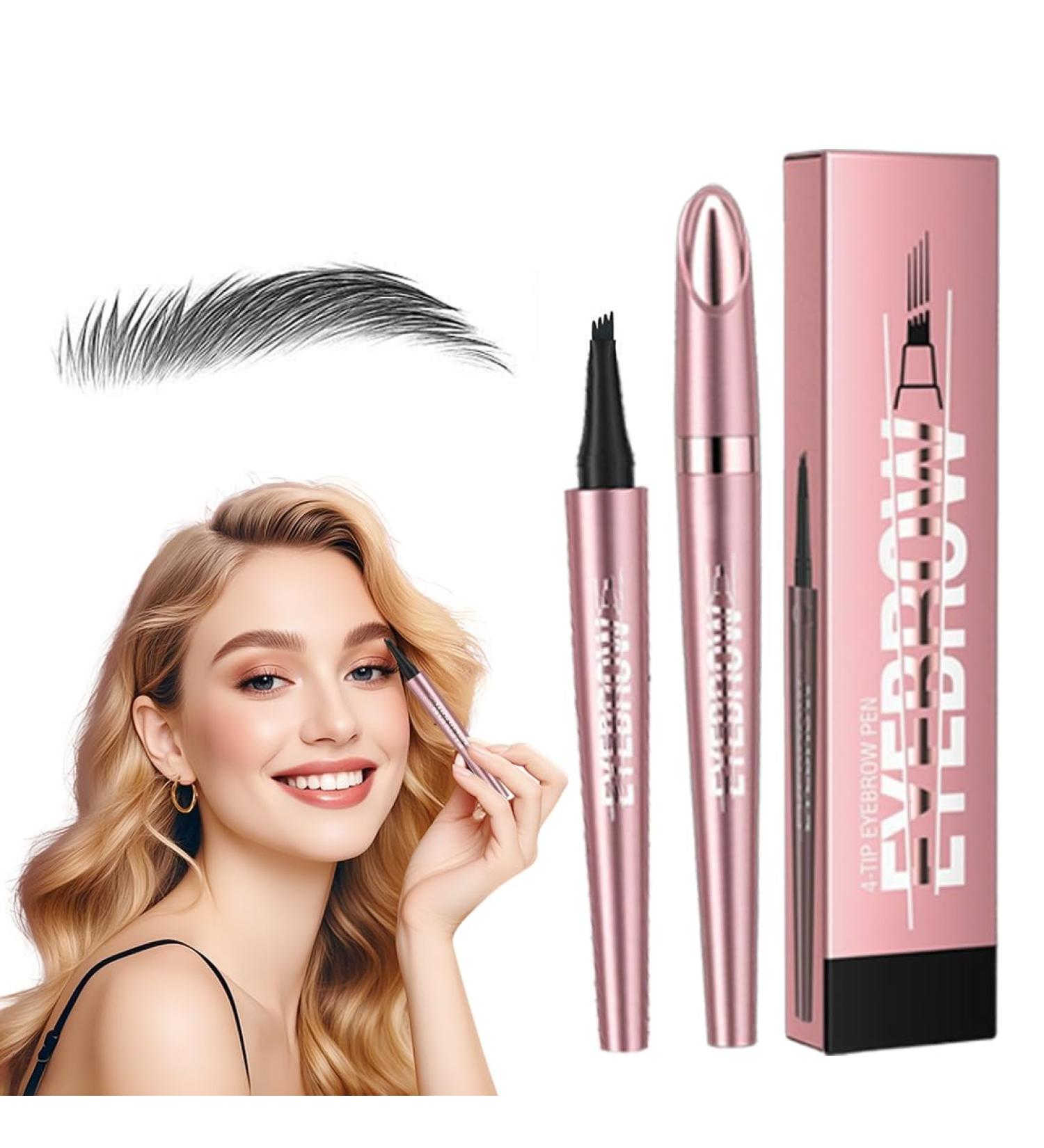 VoH Trade 3D Waterproof Eyebrow Pen Magic Eyebrow Pen Water Resistant Precise 4 Point Eyebrow Pencil Durable Natural Provides Natural Looking Black - Buy Online on GoSupps.com