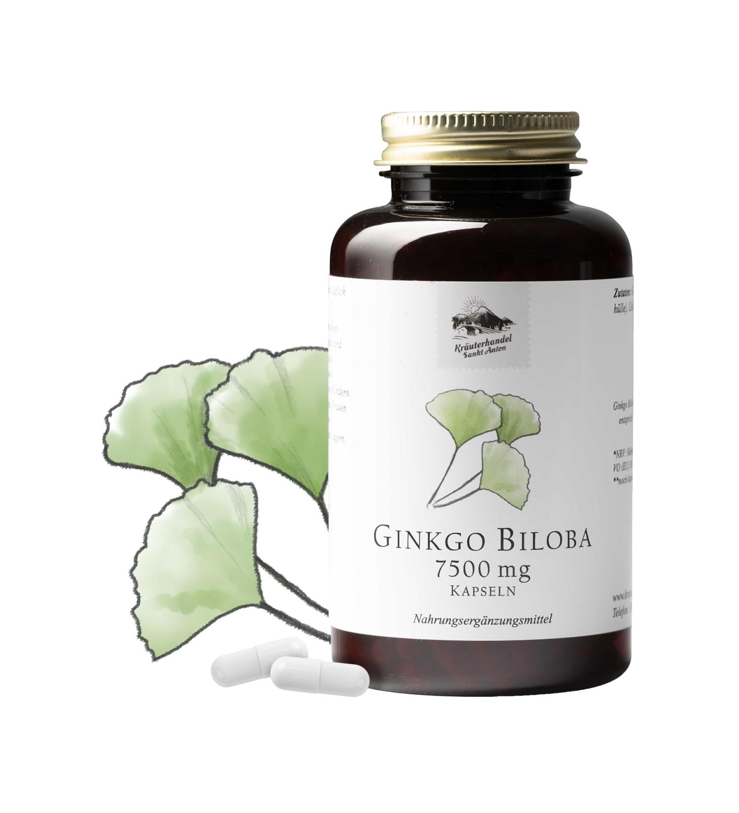 Ginkgo Biloba 7 500 Supra Capsules - German Premium Quality - 360 High-Dose Laboratory Tested - KR UTERHANDEL SANKT ANTON  - Buy Online on GoSupps.com