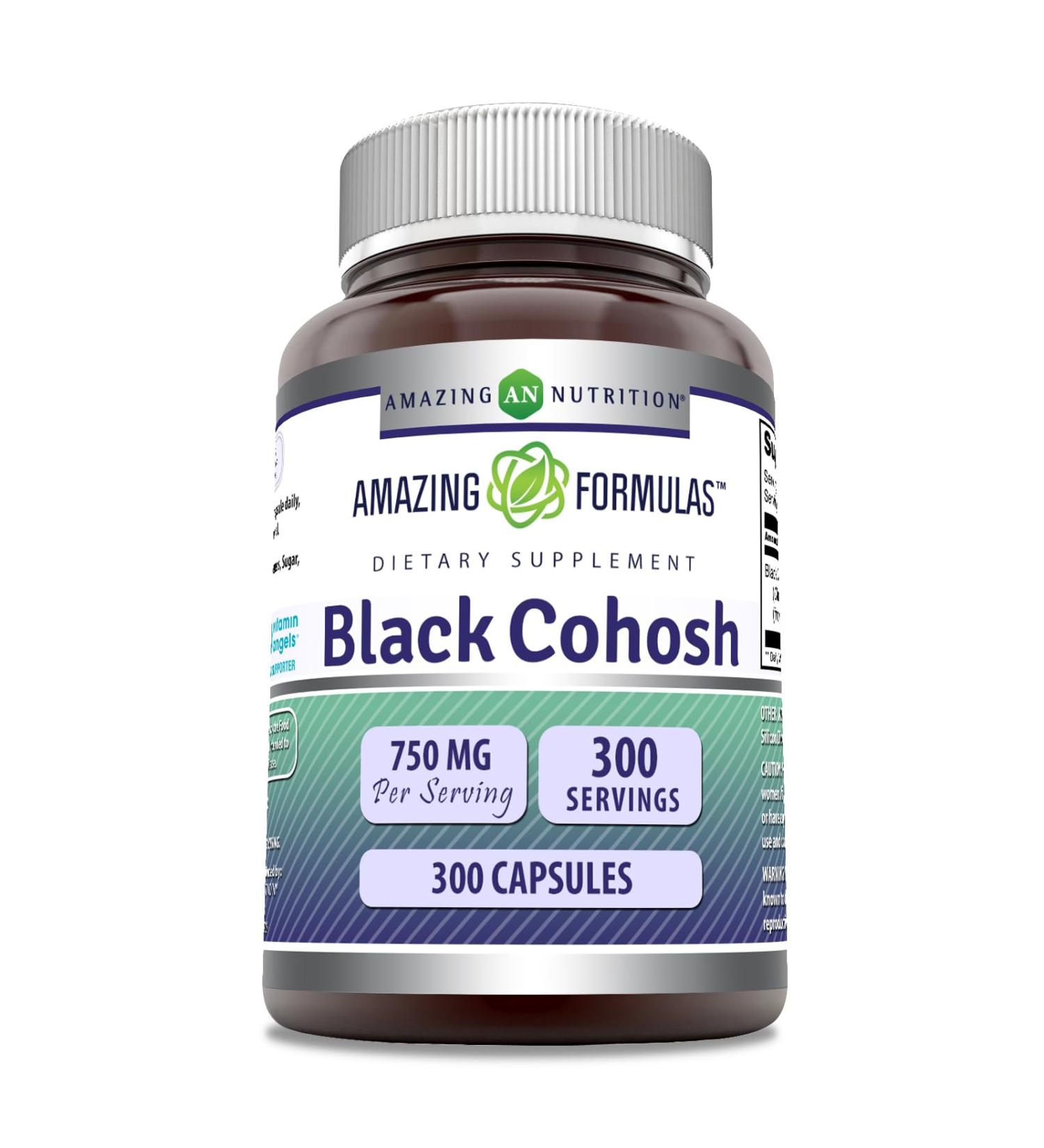 Amazing Formulas Black Cohosh 750mg 300 Capsules - Non-GMO, Gluten Free, Made in USA - Buy Online on GoSupps.com
