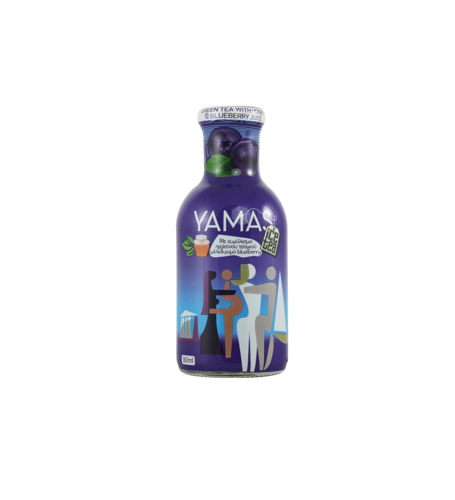 Yamas Green Tea with Blueberries - Natural Sugar-Free Gluten-Free Iced Tea | Low-Calorie Refreshment in Eco-Friendly Glass Bottle - 360ml - Buy Online on GoSupps.com
