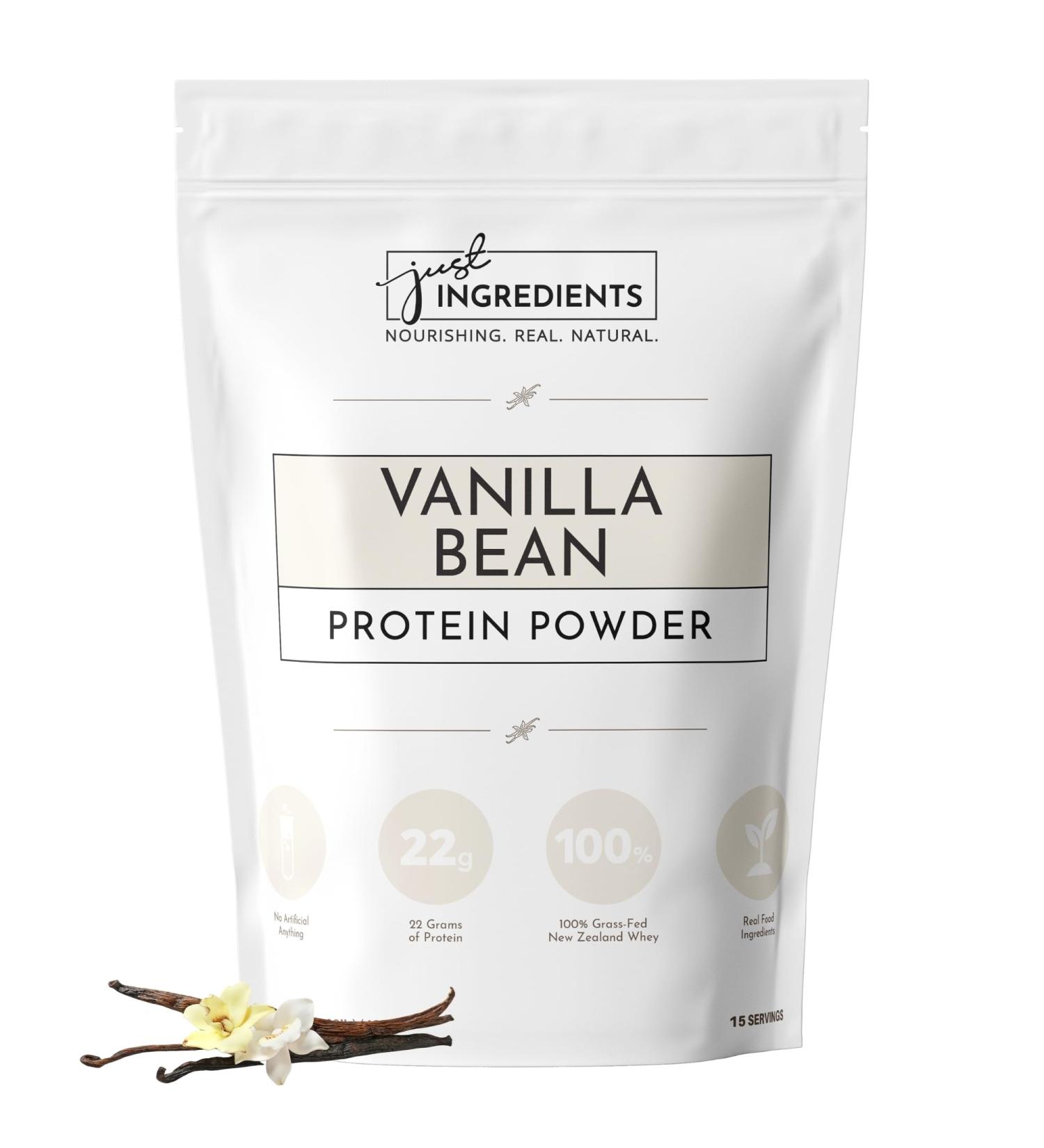 JUST INGREDIENTS Vanilla Protein Powder - Grass-Fed Whey Blend Organic Gluten Free - 15 Servings 22g Protein Vanilla Bean 15 Servings - Buy Online on GoSupps.com
