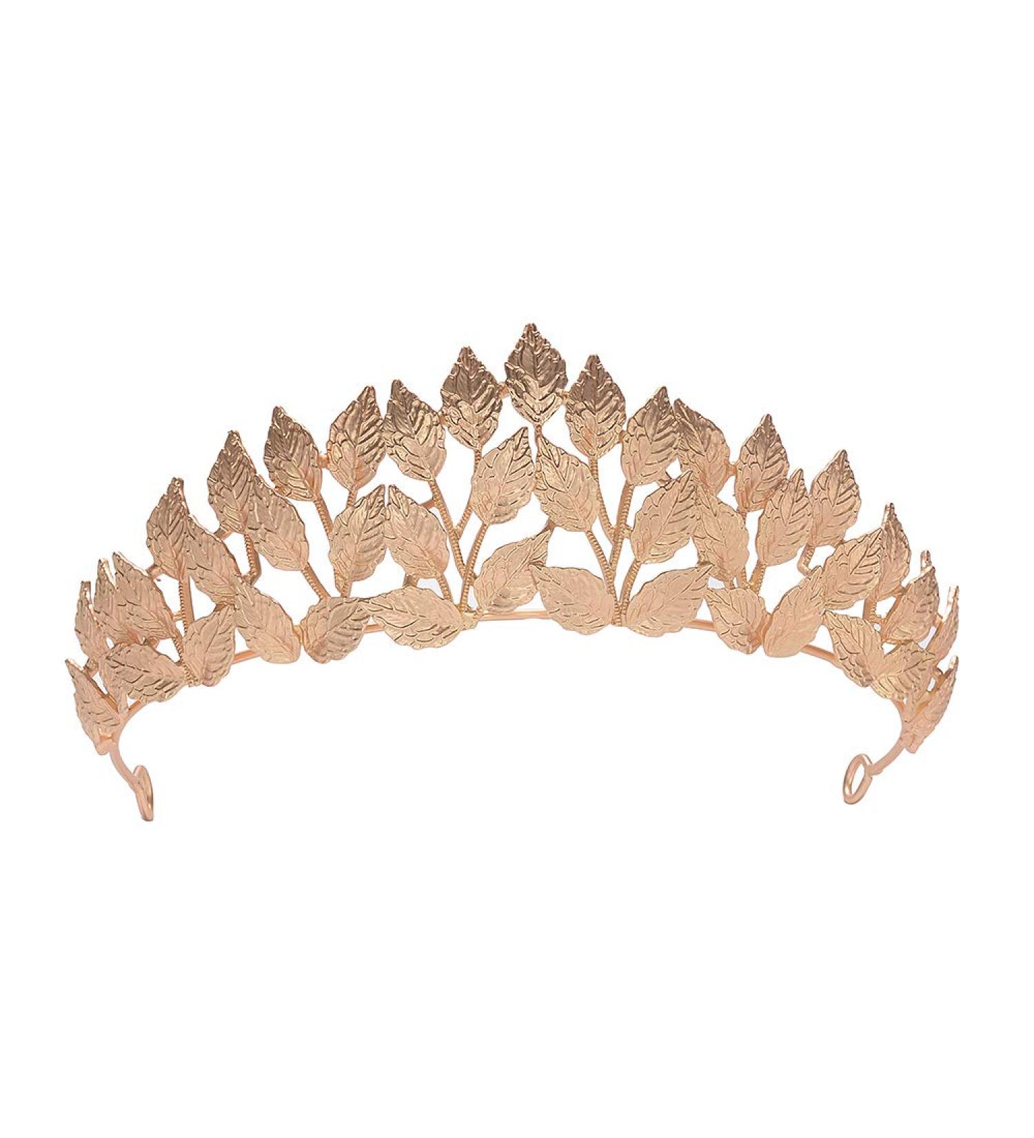 Sunshinesmile Gold Leaves Wedding Headpiece Tiara for Bride - Bridal Hair Accessories & Forehead Jewelry - Buy Online on GoSupps.com