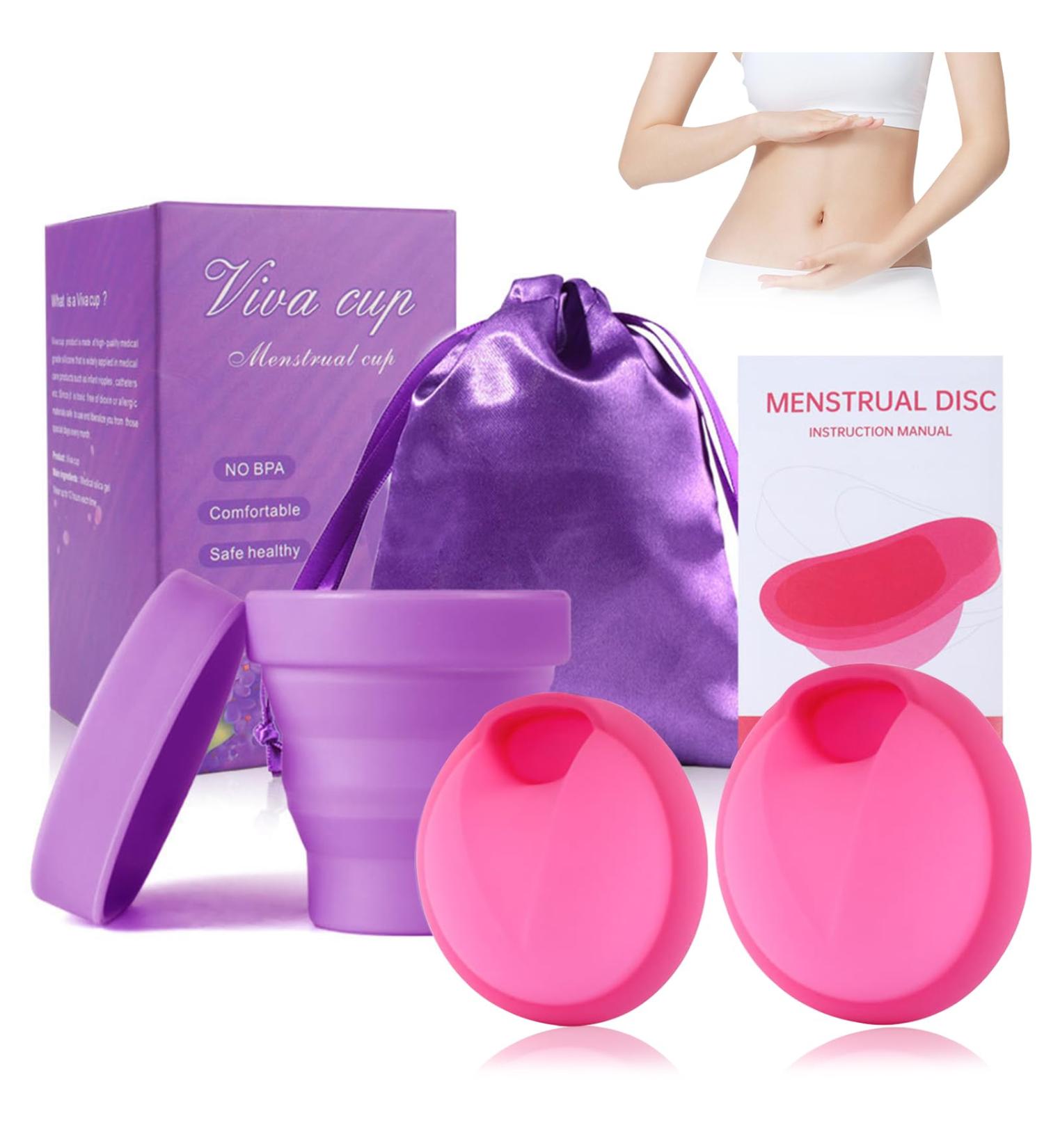 Buy Menstrual Disc Set - Reusable Silicone Menstrual Cups & Disc with Storage Bag | Eco-Friendly & Comfortable Solution - Buy Online on GoSupps.com