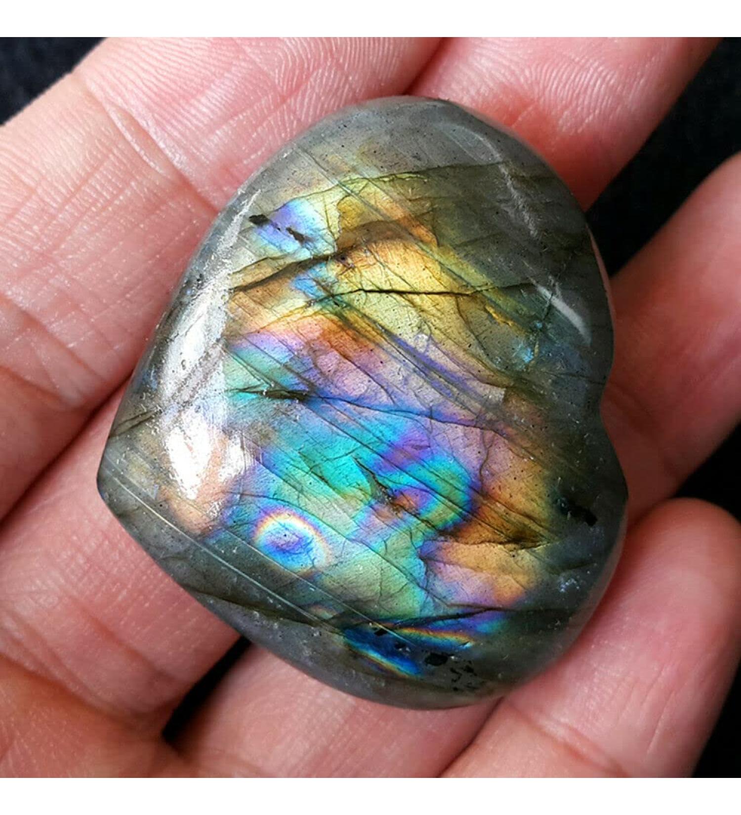 Natural Crystal Rough 30-40g Natural Labradorite Heart Shape Crystal Rough Polished Stones - Buy Online on GoSupps.com