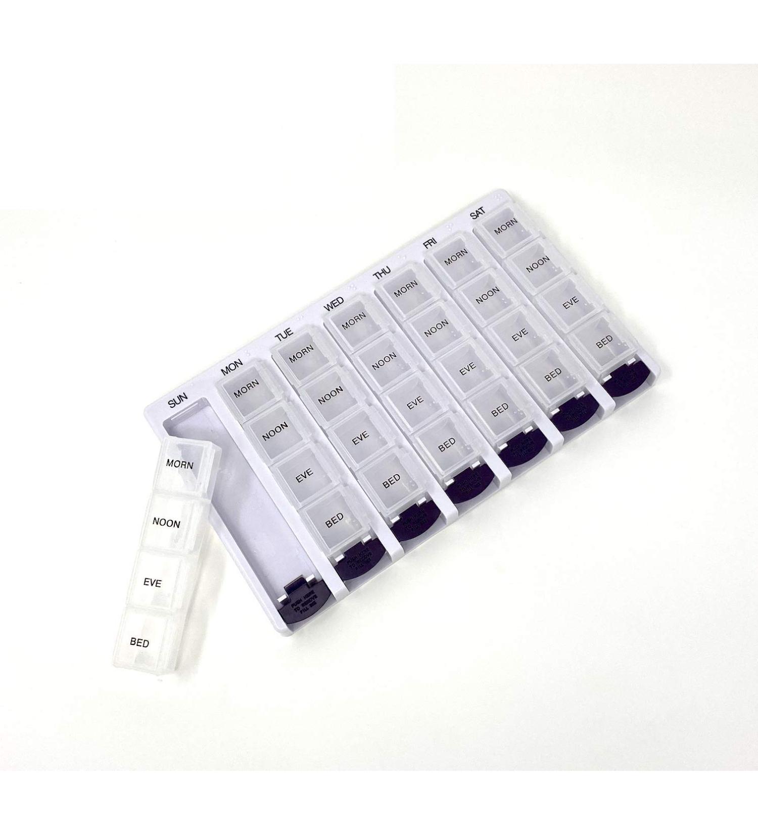 Weekly AM/PM Pill Box Organizer | Portable Travel Medication Case | 7-Day 4-Times-A-Day Removable Compartments | P&P MEDICAL SURGICAL - Buy Online on GoSupps.com