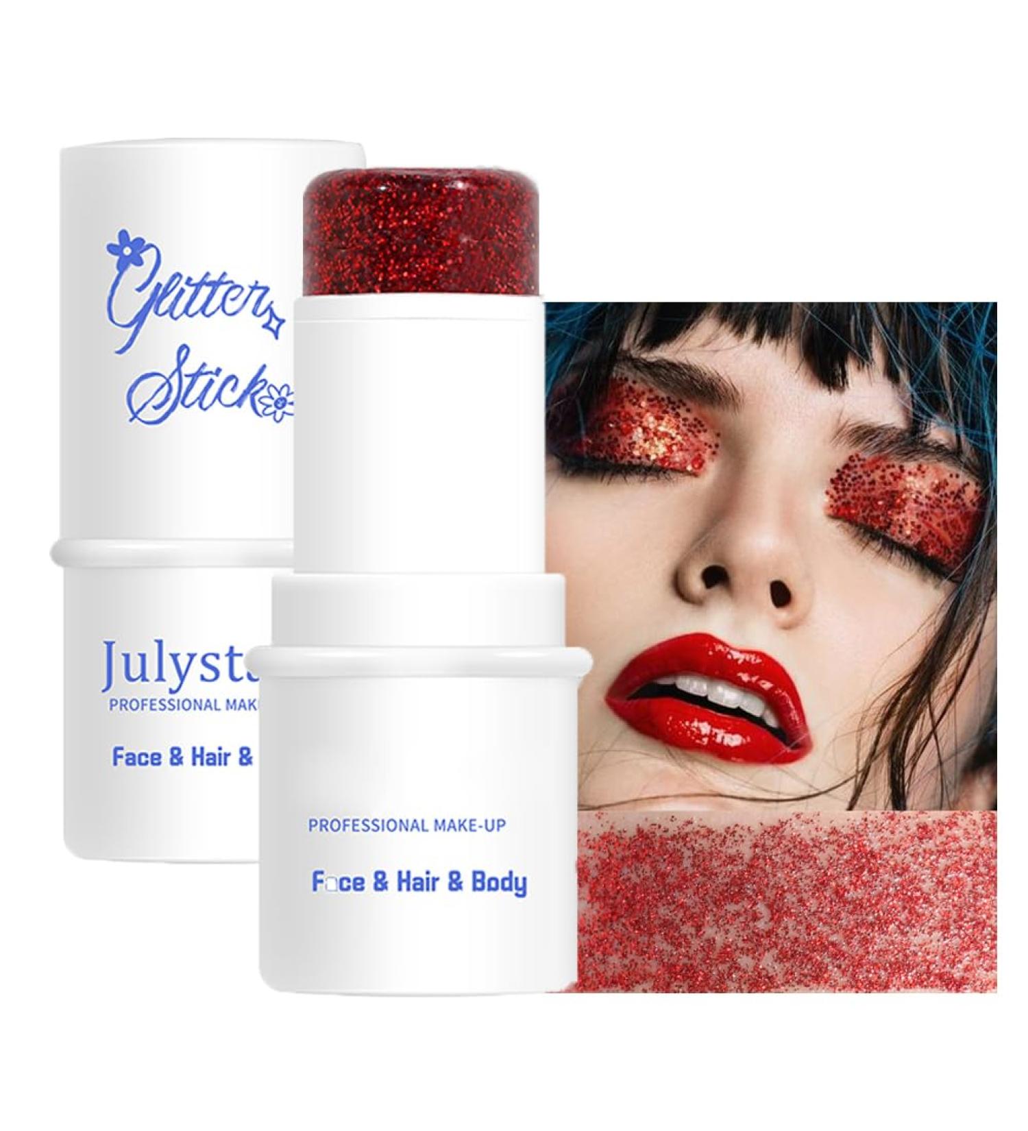 Waterproof Mermaid Face Glitter Stick - #07 Red Sparkling Body & Hair Glitter Gel for Makeup - Buy Online on GoSupps.com