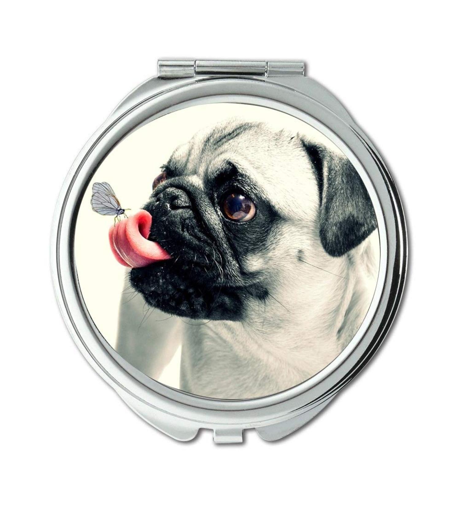 YENDOSTEEN Mirror Compact Mirror Dog Pug Animal Pet Cute Chubby Funny Tongue pocket mirror portable mirror - Buy Online on GoSupps.com
