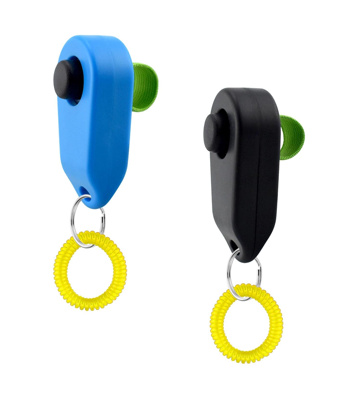Dog Training Clickers Finger Loop 2 PCS Reinforces Positive Behaviour Train Clicker Aid Tool Professional Effective Trainer Tools Comfortable Grip Suitable for Dogs Puppies Cats Pets Black and Blue - Buy Online on GoSupps.com