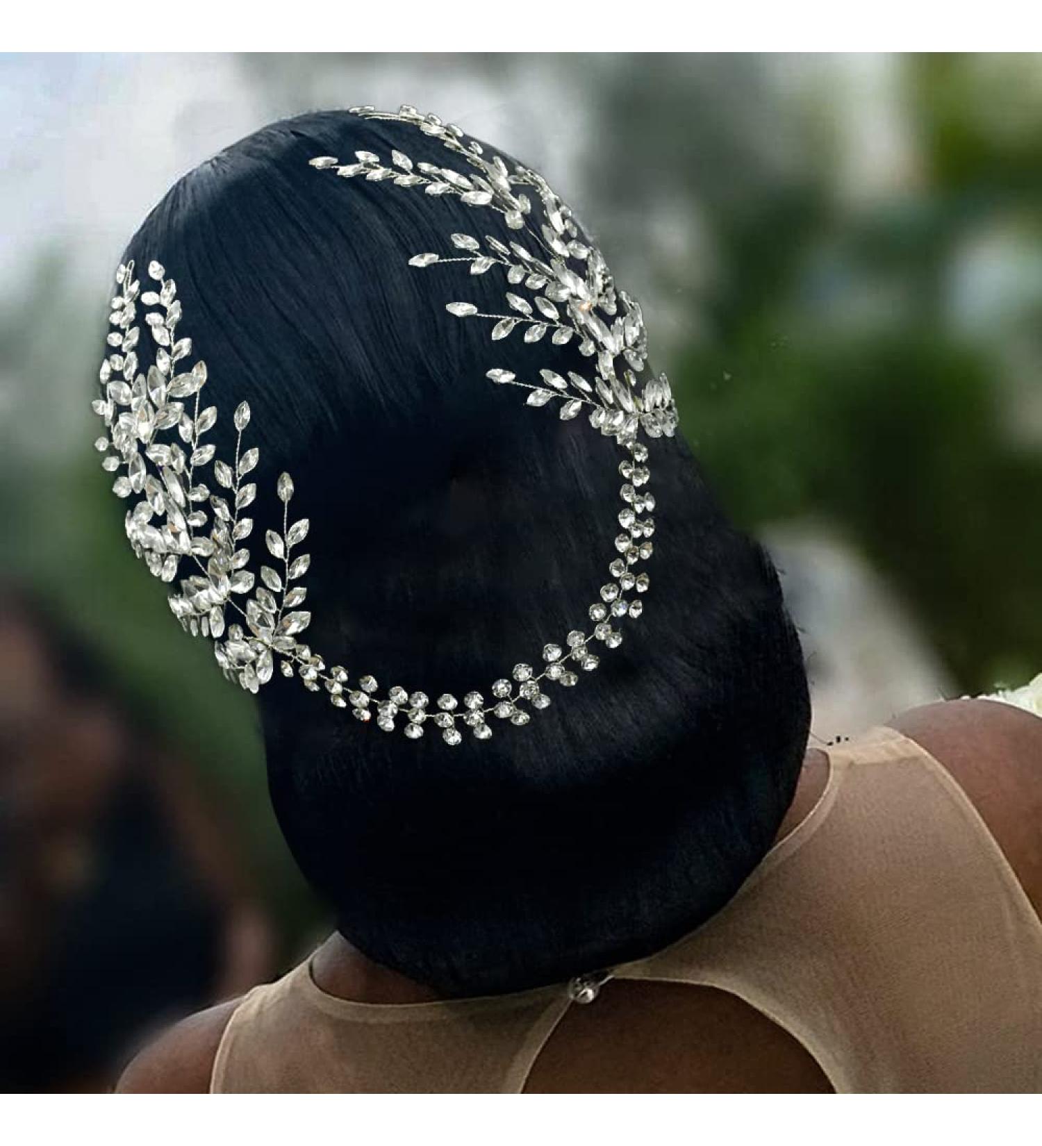 LOVEFOIVER Rhinestone Bridal Headband - Handmade Wedding Hair Accessories for Brides - Buy Online on GoSupps.com