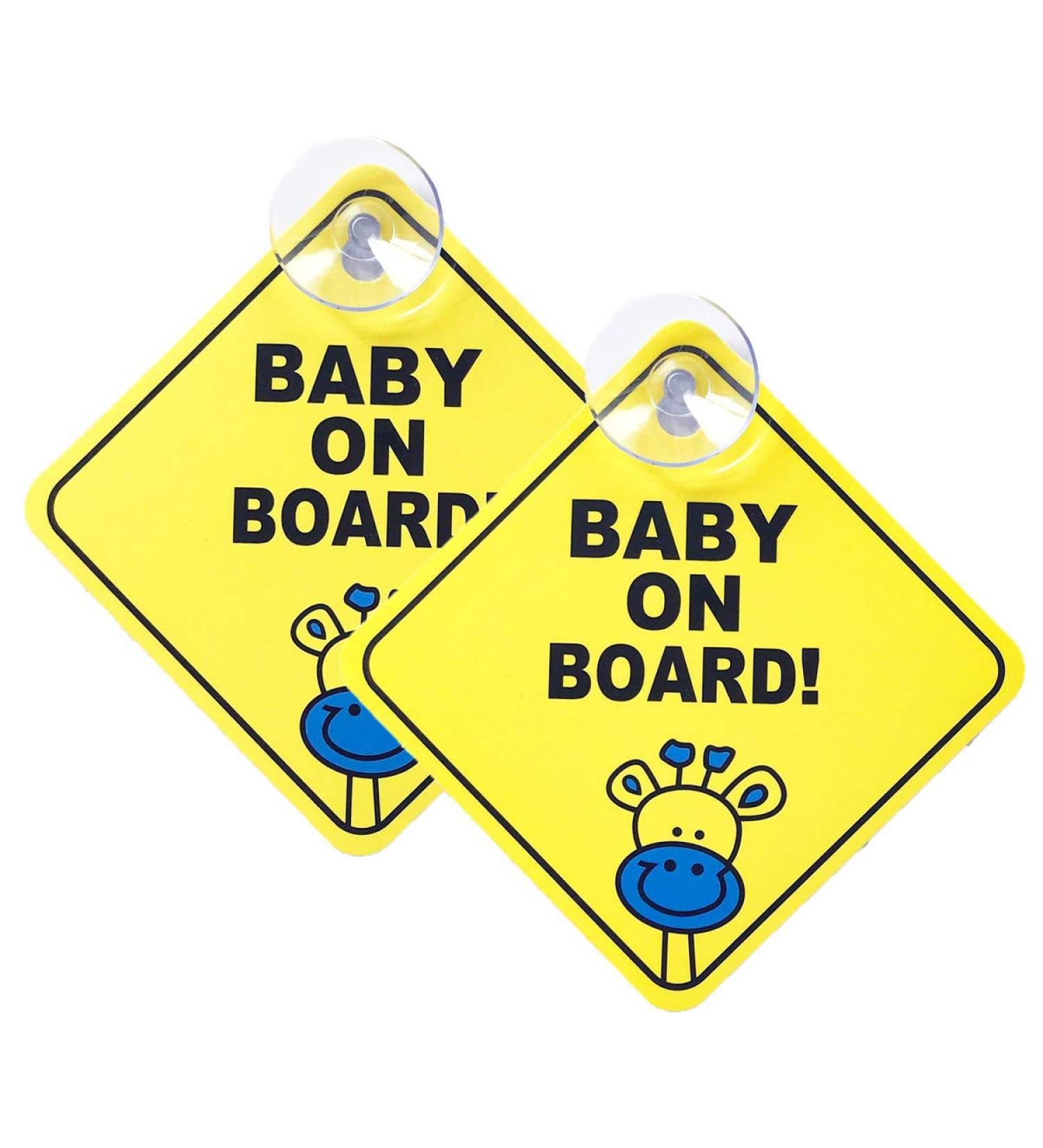 WildAuto Baby on Board Sign for Car - 2pcs Yellow Kids Safety Warning with Suction Cups - Buy Online on GoSupps.com