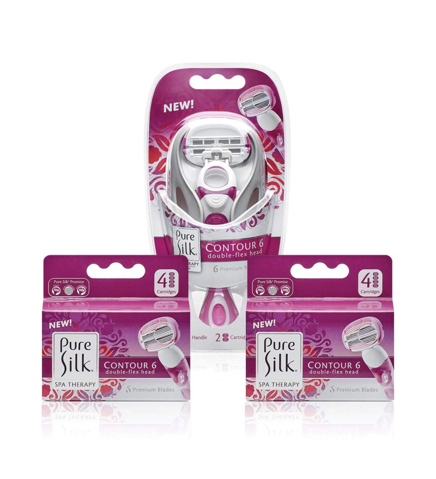 Pure Silk Contour 6 Women's Razor & 10 Ct Refill Set - Premium Quality for Smooth Shaving | International Shipping Available - Buy Online on GoSupps.com
