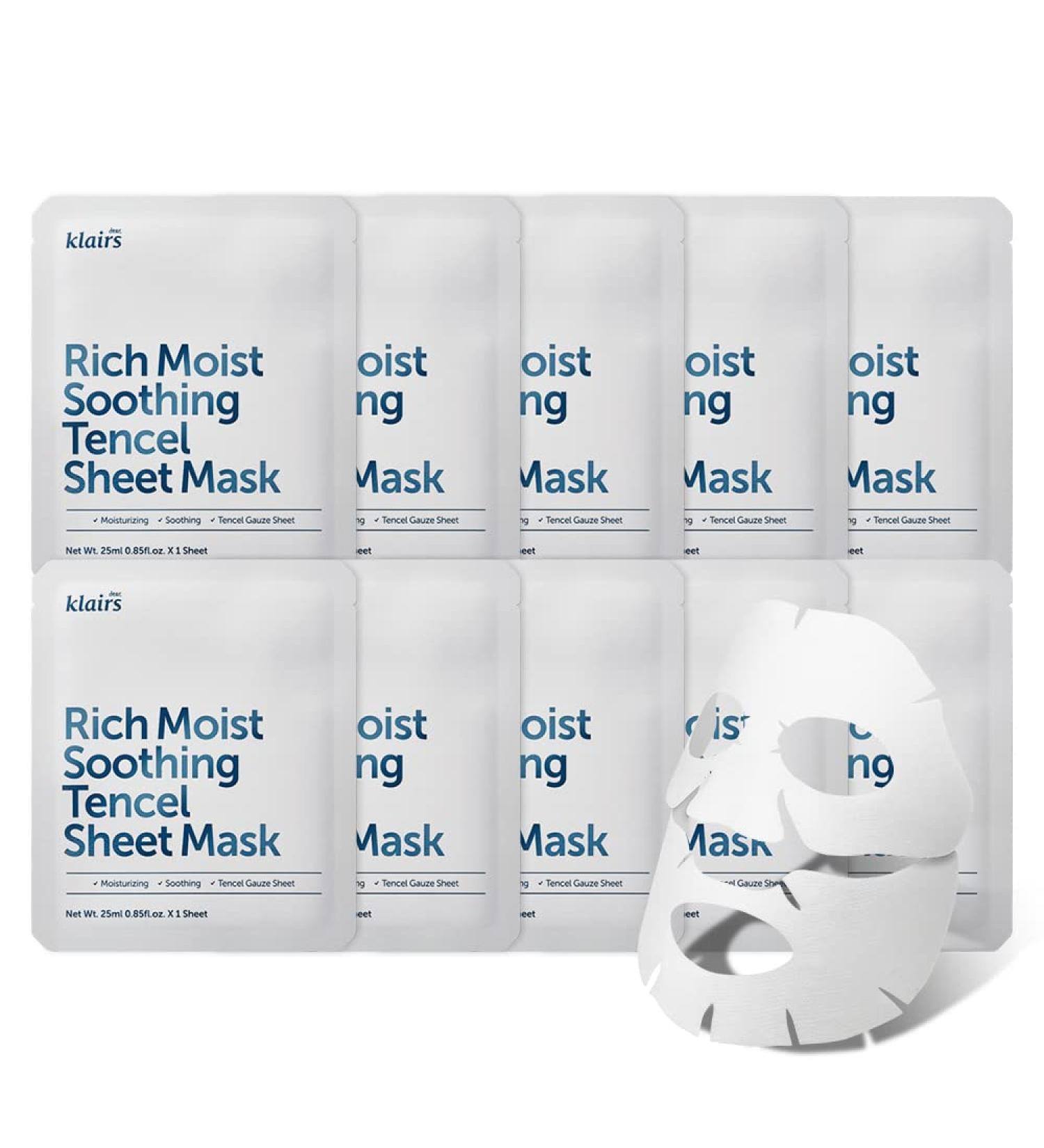 Dear Klairs Rich Moist Soothing Tencel Sheet Mask - Hydrating Beauty Mask (1 Sheet, 25ml) - Buy Online on GoSupps.com