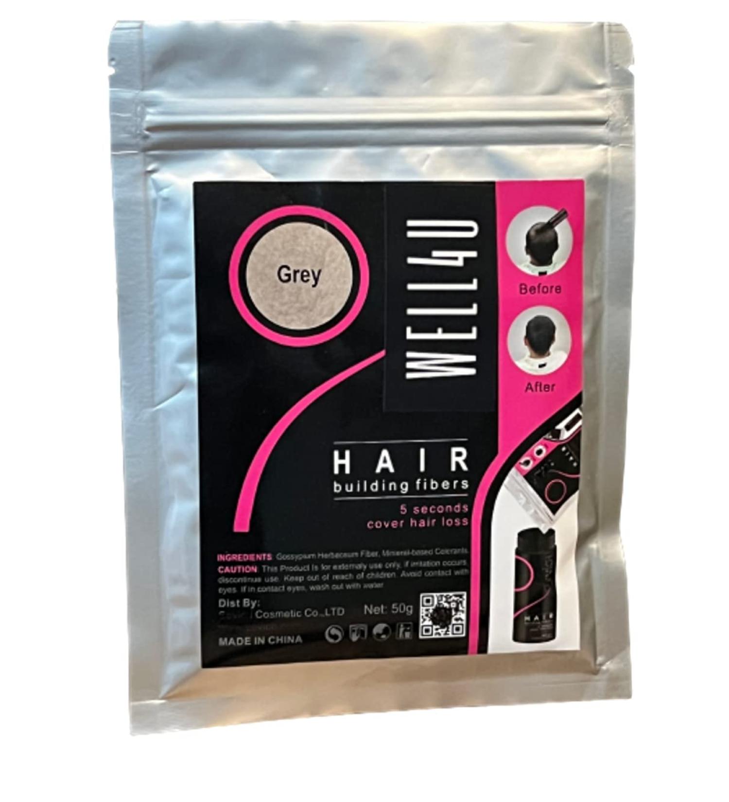 Well4u Micro Hair Fibers - 50g Gray | Bulk Hair Powder & Sealant for Thinning Hair - International Shipping Available - Buy Online on GoSupps.com