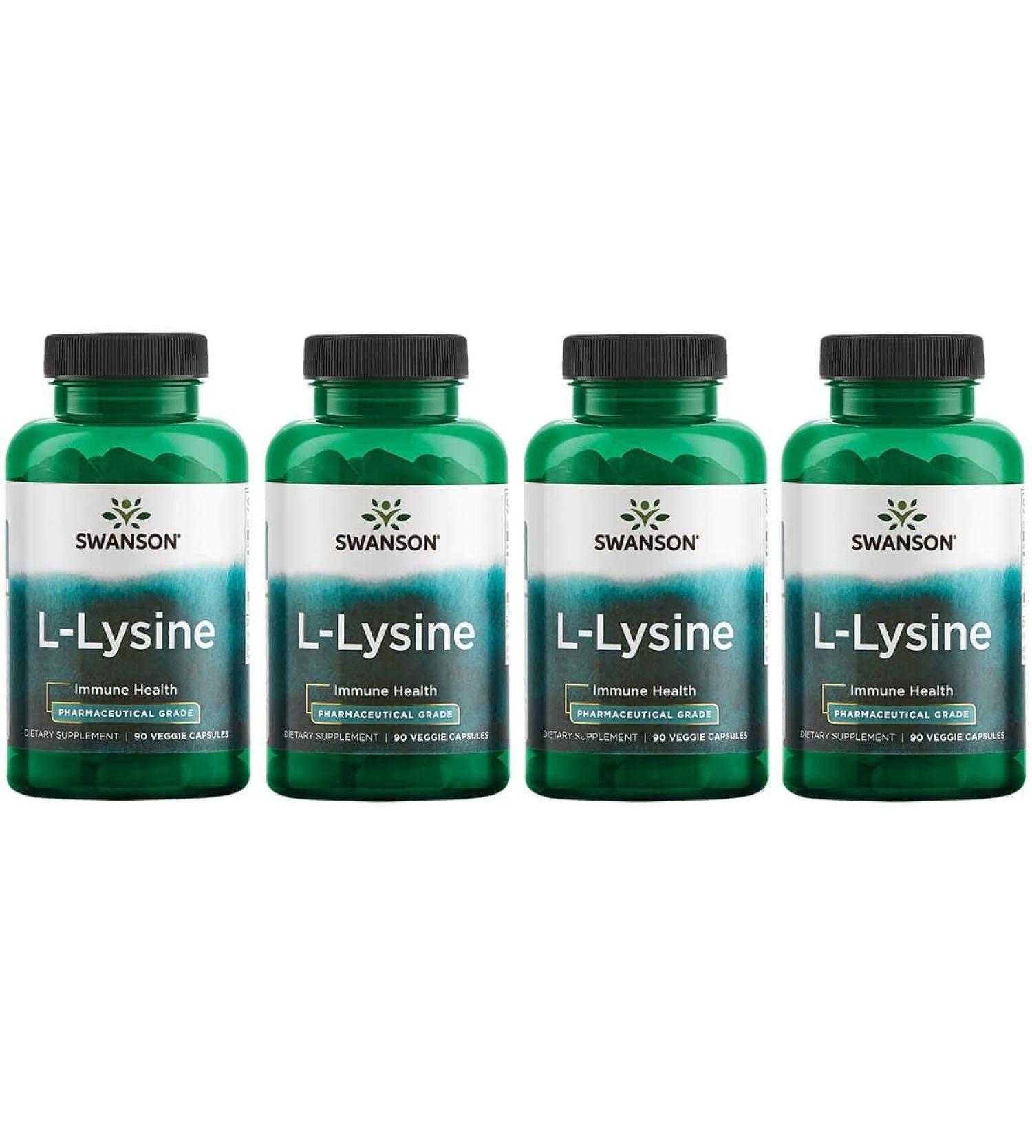 Buy Swanson Amino Acid Ajipure L-Lysine 500mg - 90 Veg Capsules (4 Pack) | Pharmaceutical Grade | International Shipping - Buy Online on GoSupps.com