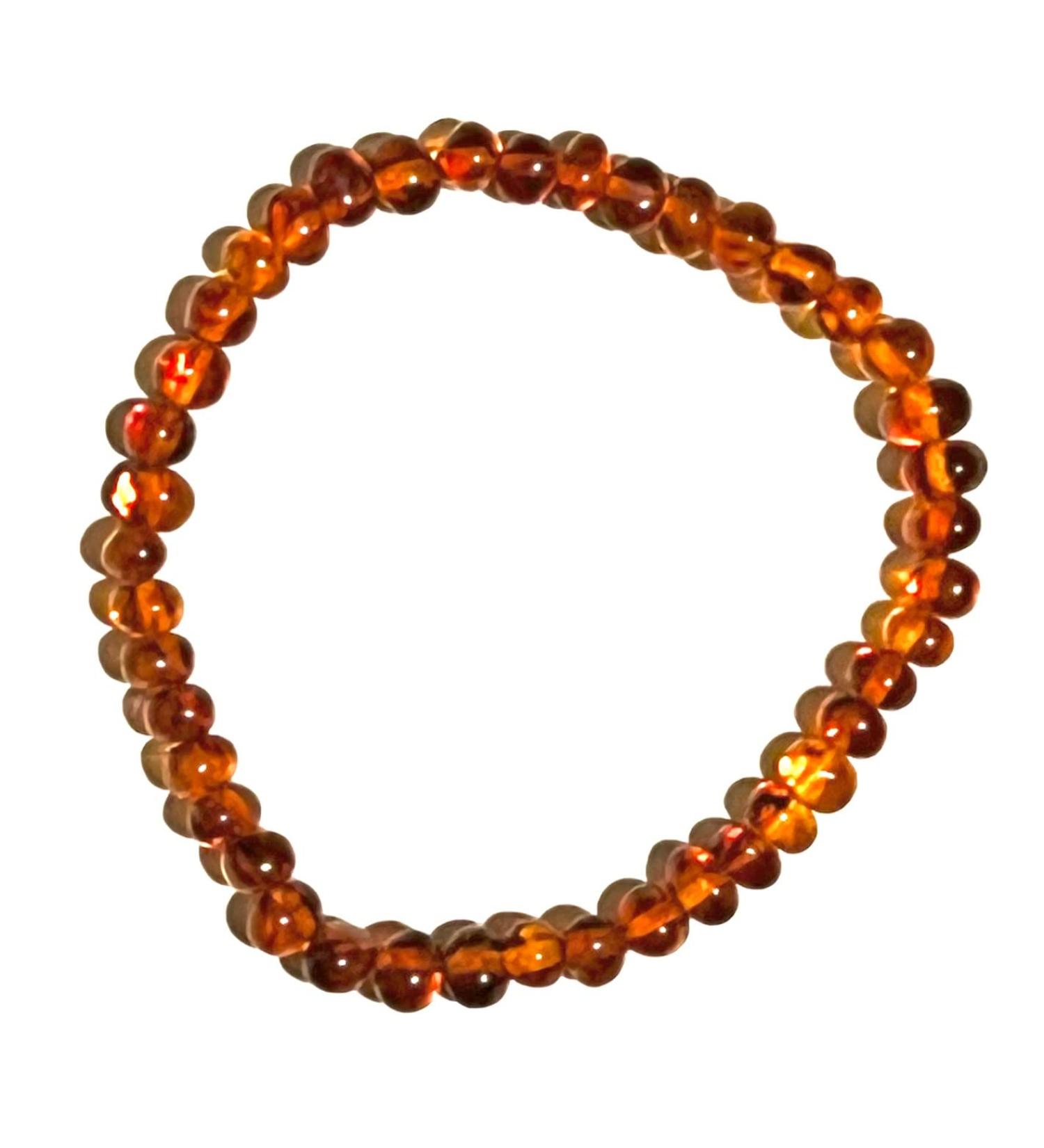 Baltic Amber Adult Bracelet - Cognac - Elastic 7 inches - Natural Relief for Pain and Inflammation - Buy Online on GoSupps.com